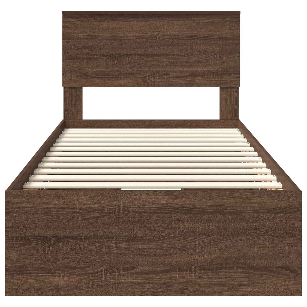 vidaXL Ramka łóżka Brązowy dąb 75 x 190 cm Drewno inżynieryjne