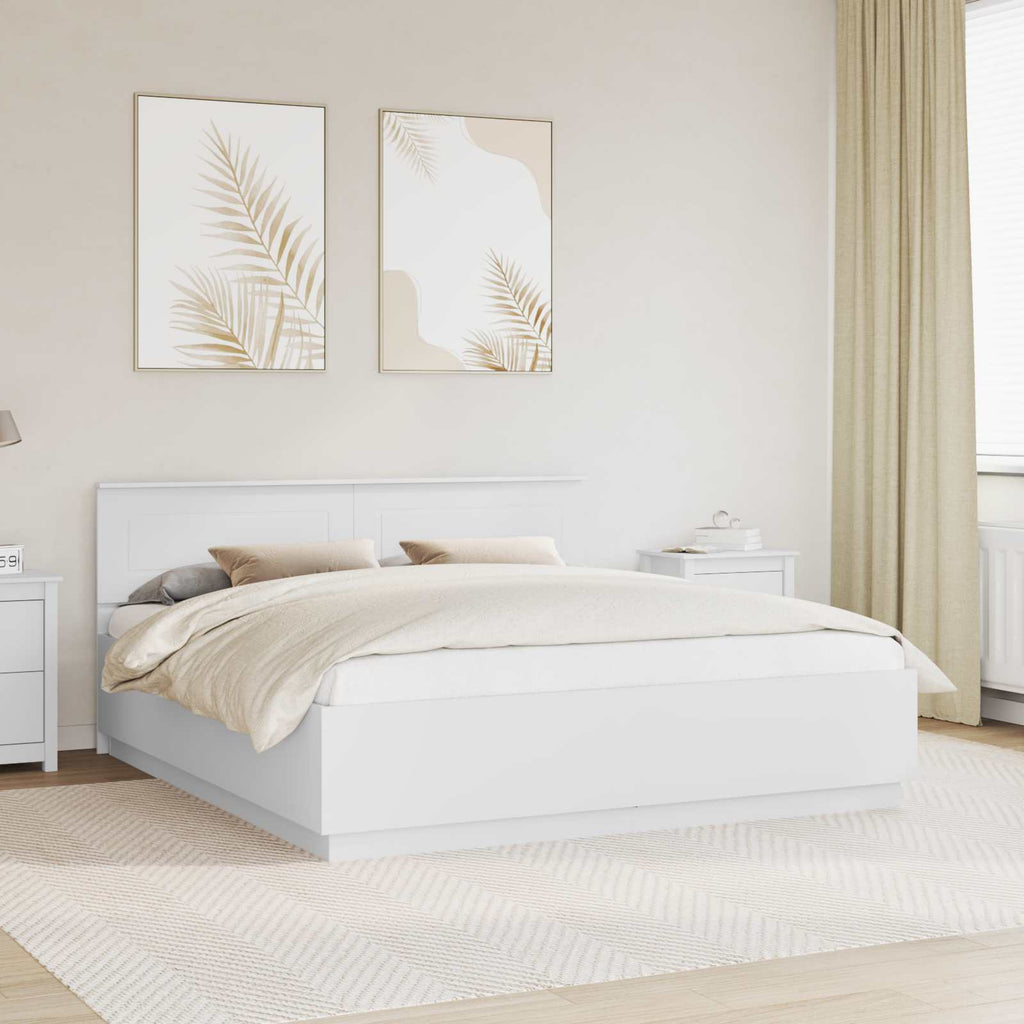 vidaXL Ramka łóżka Biały 200 x 200 cm Materiał drewnopochodny