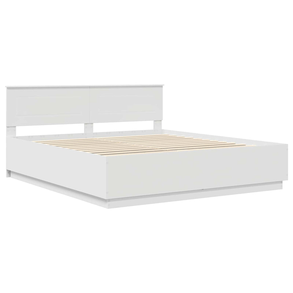 vidaXL Ramka łóżka Biały 200 x 200 cm Materiał drewnopochodny