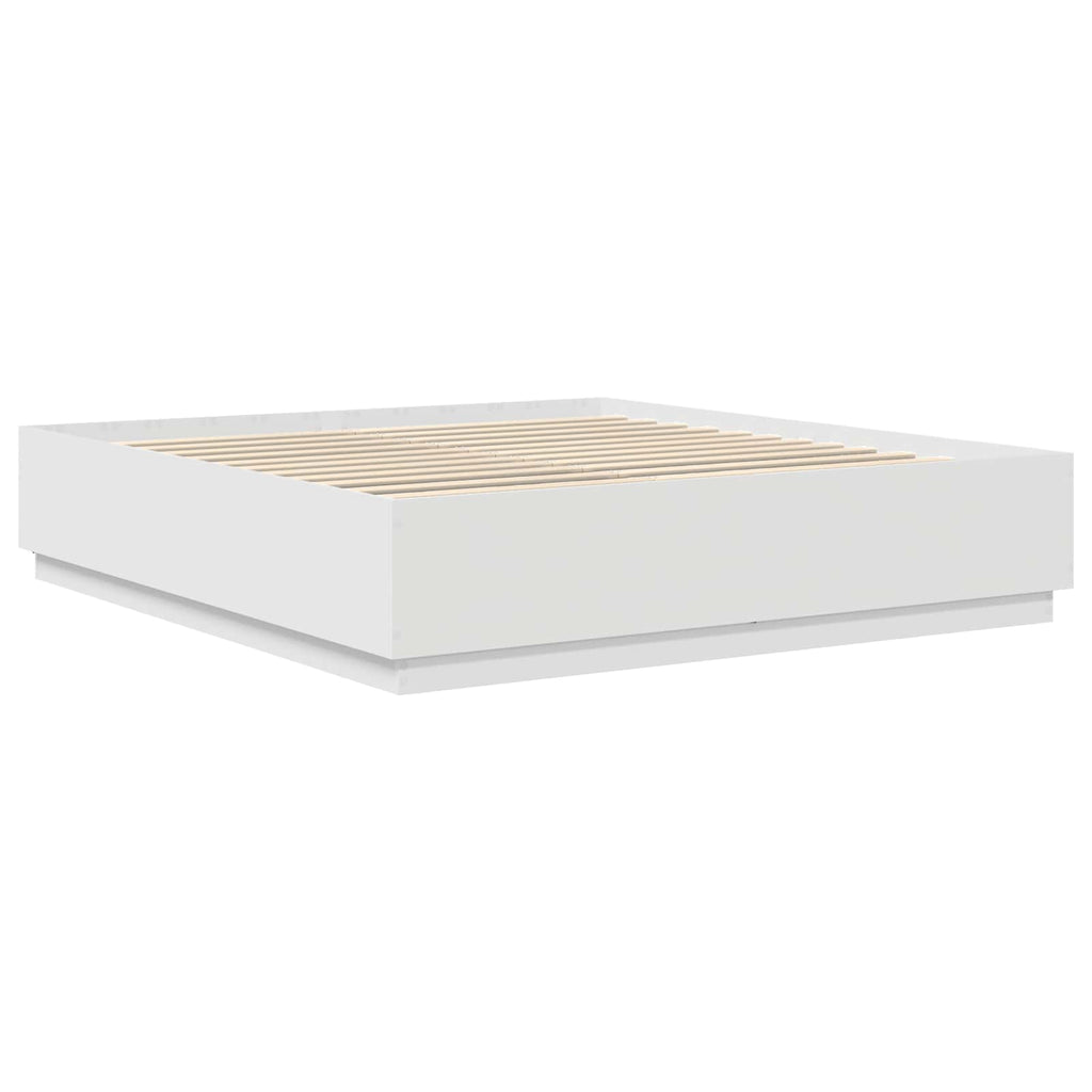 vidaXL Ramka łóżka Biały 200 x 200 cm Materiał drewnopochodny