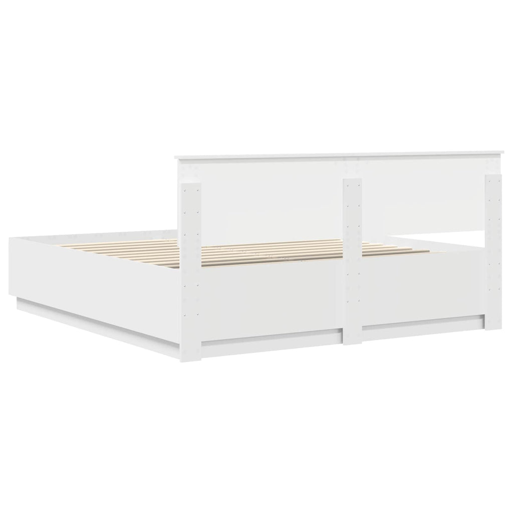 vidaXL Ramka łóżka Biały 200 x 200 cm Materiał drewnopochodny