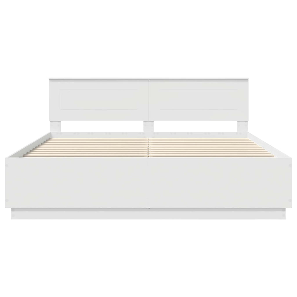 vidaXL Ramka łóżka Biały 200 x 200 cm Materiał drewnopochodny