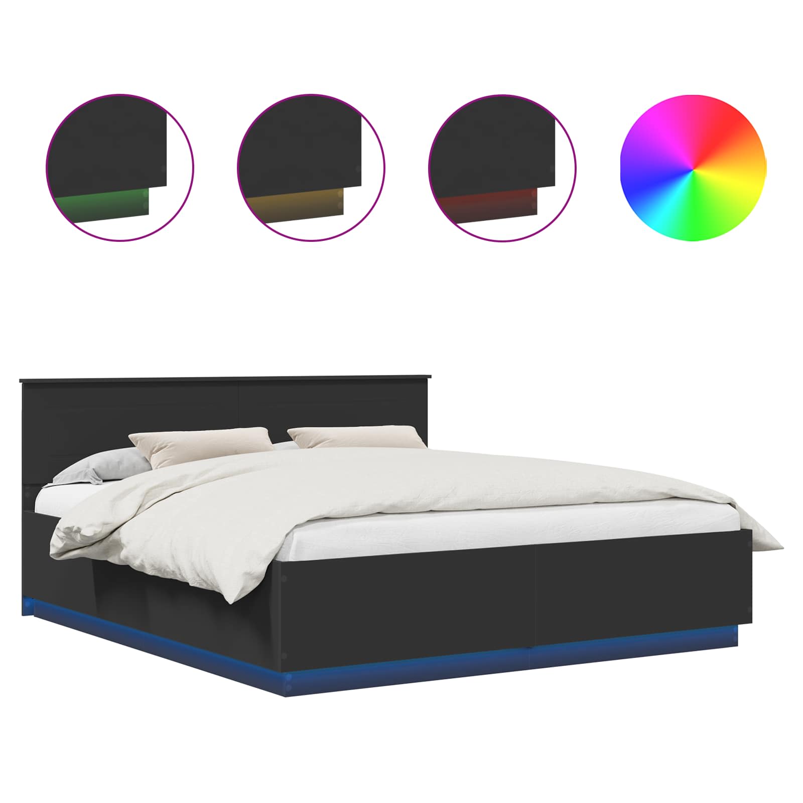 vidaXL Ramka łóżka Czarny 200 x 200 cm Materiał drewnopochodny