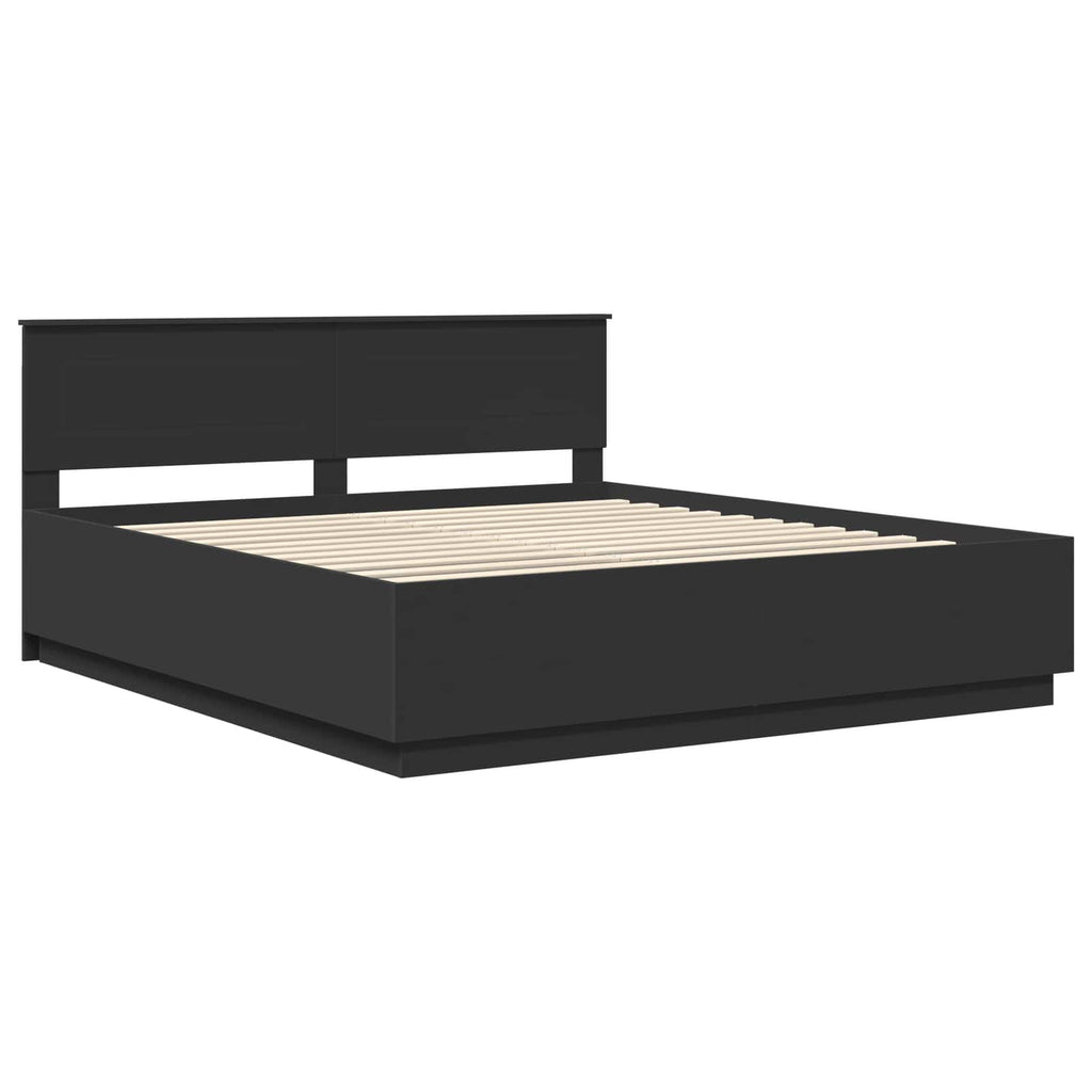 vidaXL Ramka łóżka Czarny 200 x 200 cm Materiał drewnopochodny