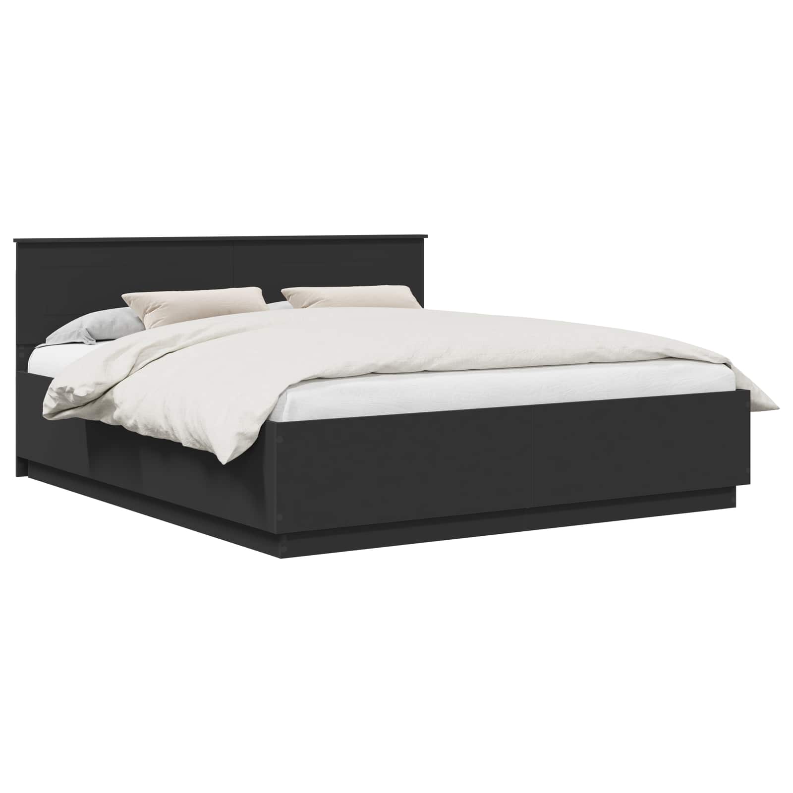 vidaXL Ramka łóżka Czarny 200 x 200 cm Materiał drewnopochodny