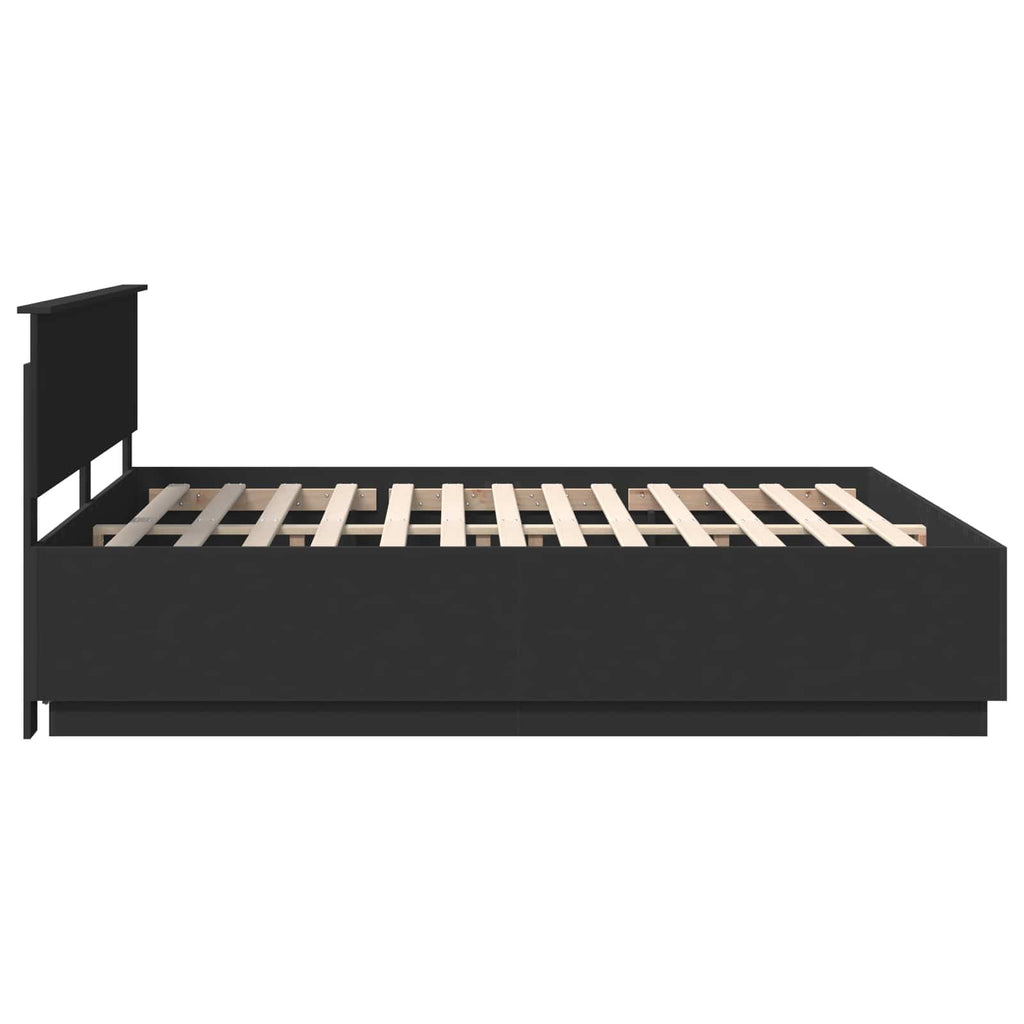 vidaXL Ramka łóżka Czarny 200 x 200 cm Materiał drewnopochodny