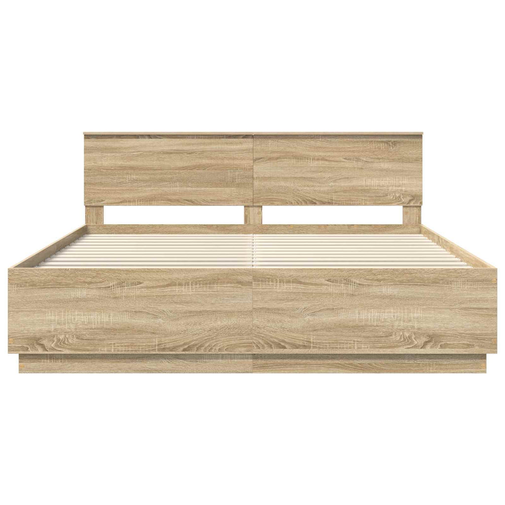 vidaXL Ramka łóżka Dąb Sonoma 200 x 200 cm Materiał drewnopochodny
