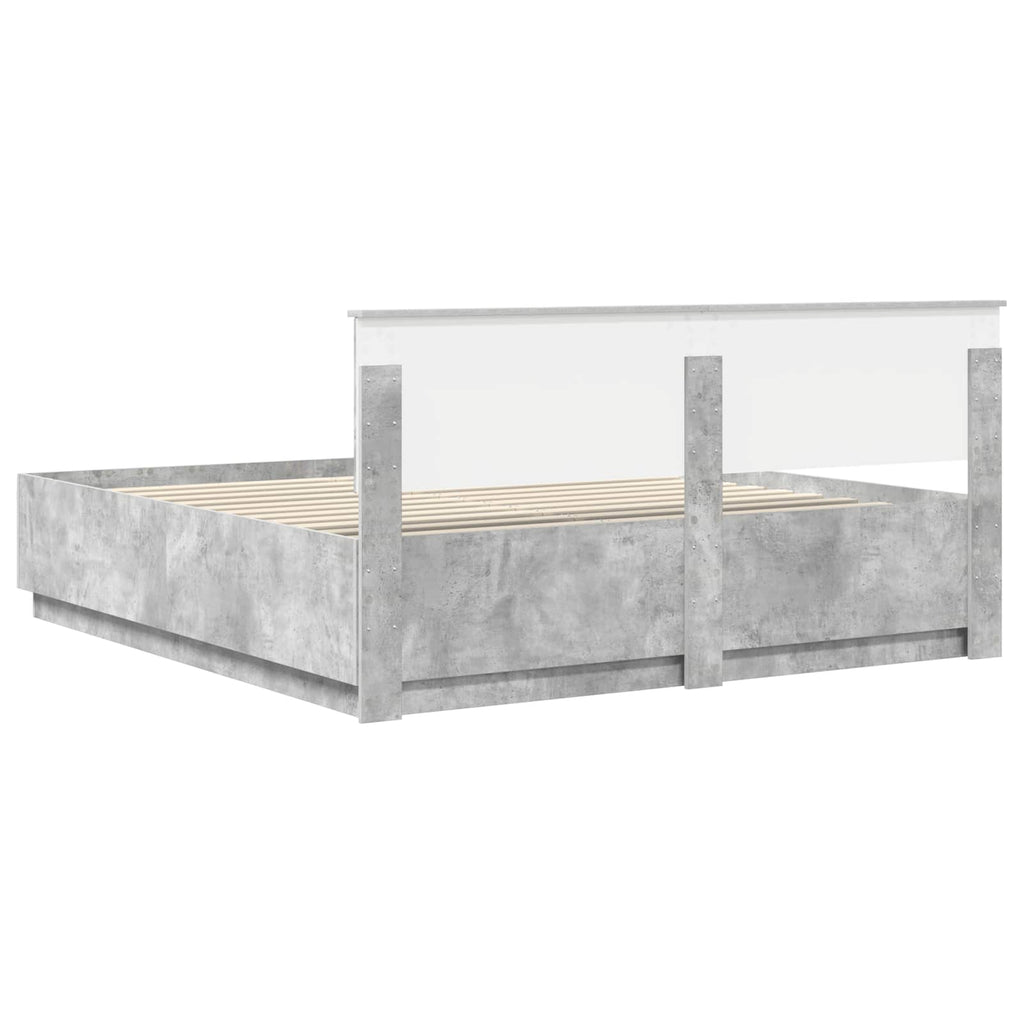 vidaXL Ramka łóżka Betonowy szary 200 x 200 cm Materiał drewnopochodny