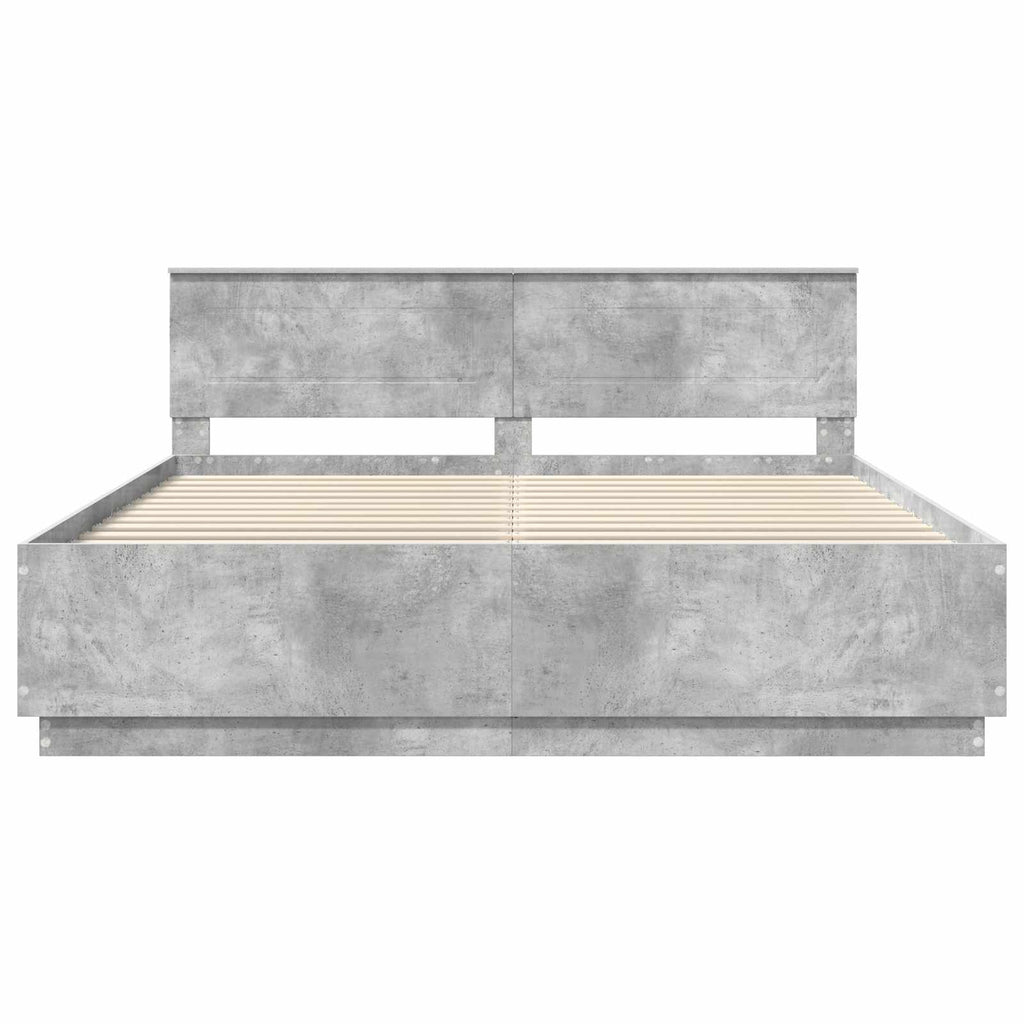 vidaXL Ramka łóżka Betonowy szary 200 x 200 cm Materiał drewnopochodny