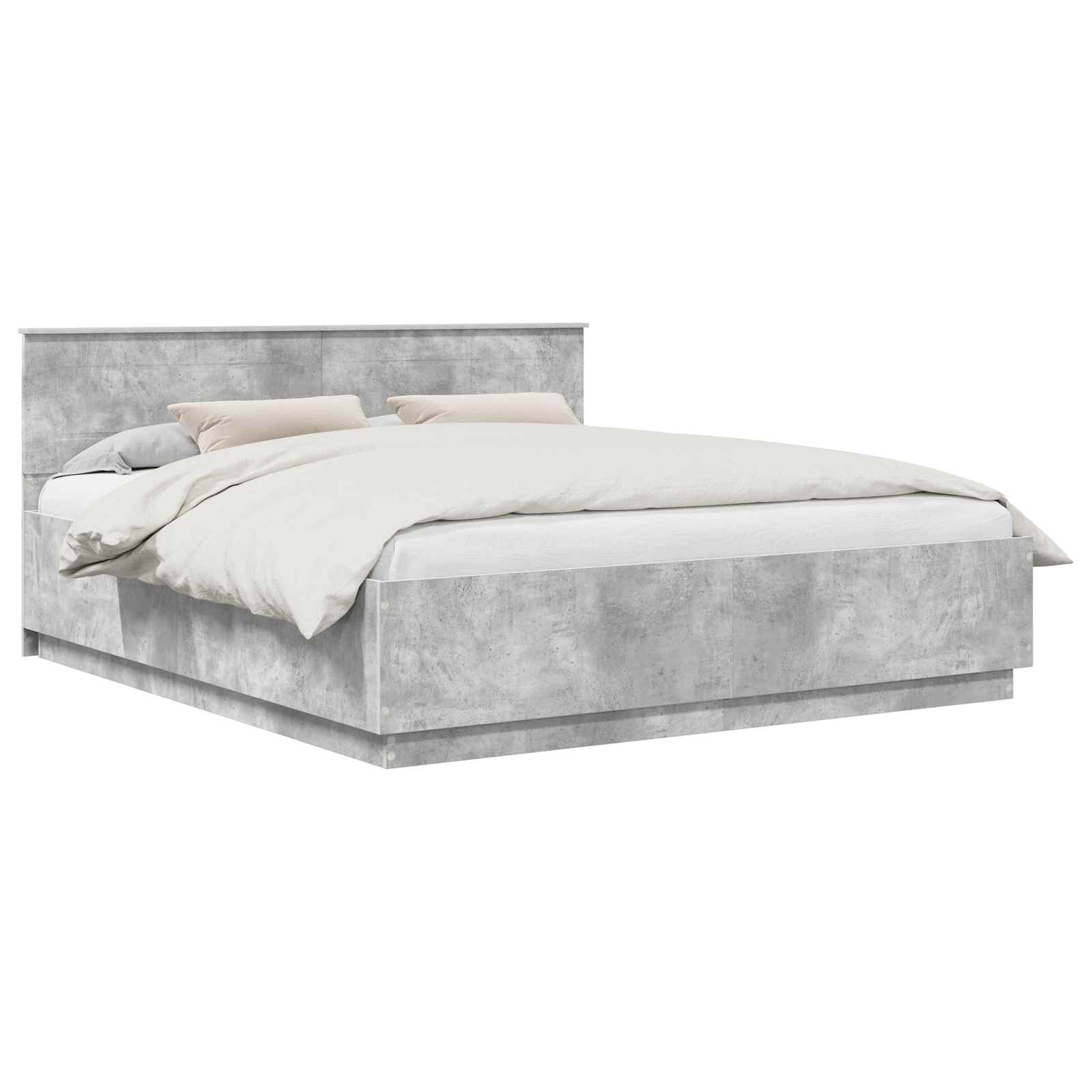 vidaXL Ramka łóżka Betonowy szary 200 x 200 cm Materiał drewnopochodny