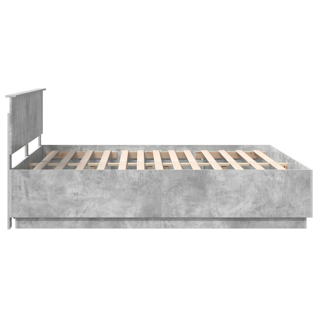 vidaXL Ramka łóżka Betonowy szary 200 x 200 cm Materiał drewnopochodny