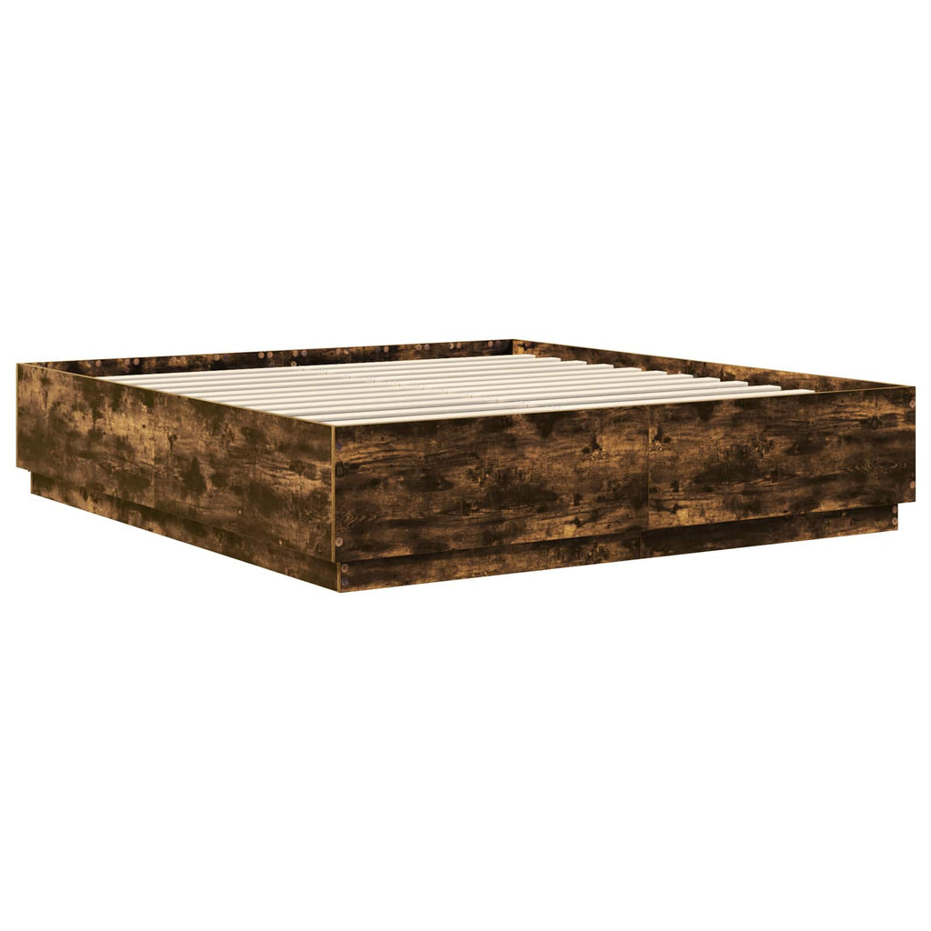 vidaXL Ramka łóżka Dąb wędzony 200 x 200 cm Materiał drewnopochodny