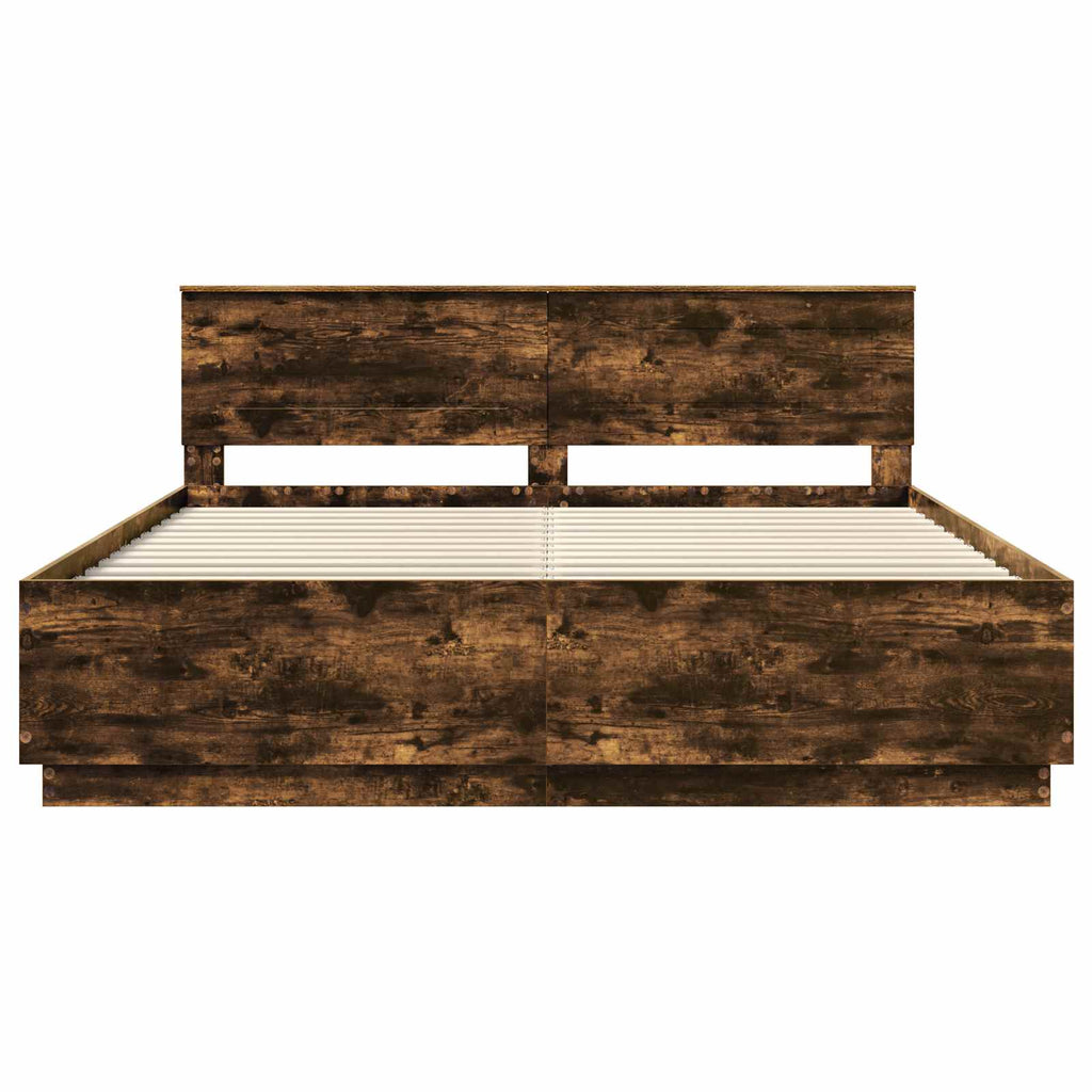 vidaXL Ramka łóżka Dąb wędzony 200 x 200 cm Materiał drewnopochodny