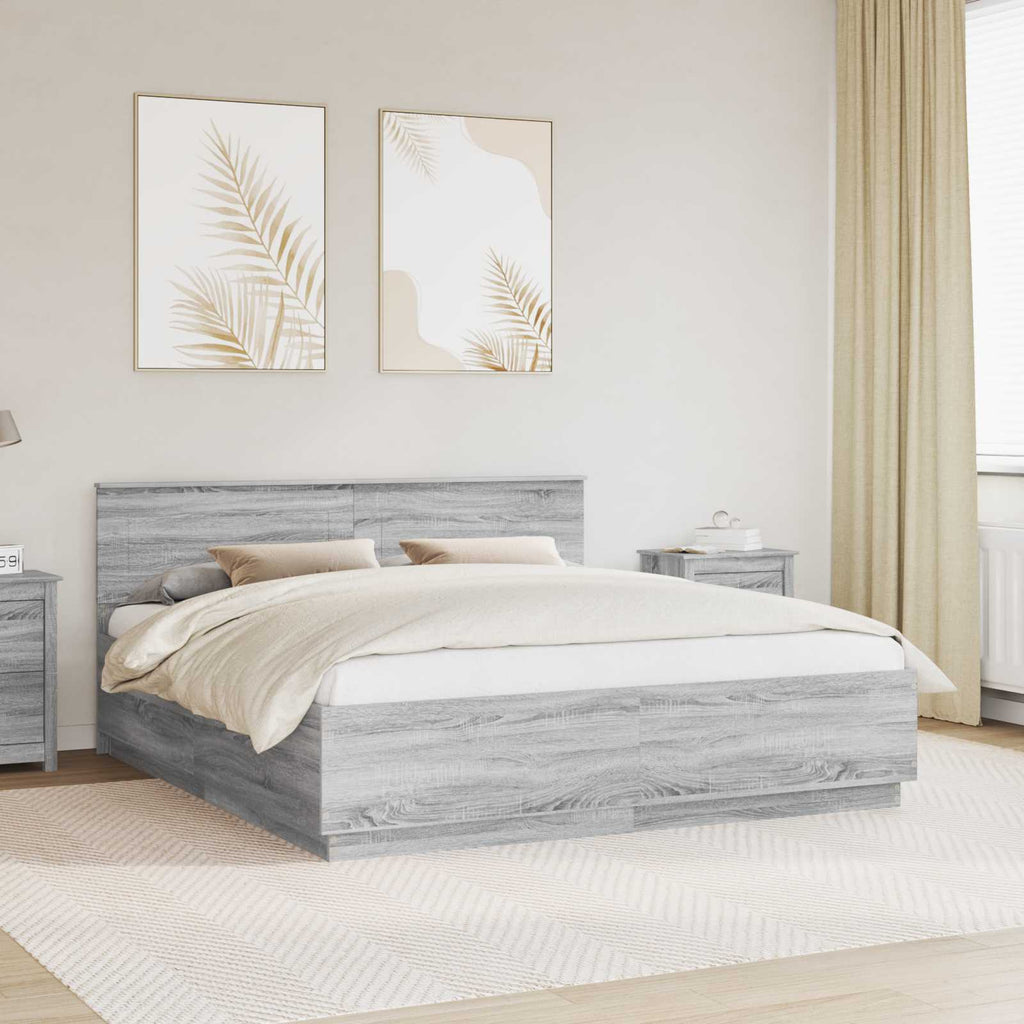 vidaXL Ramka łóżka Szary Sonoma 180 x 200 cm Materiał drewnopochodny
