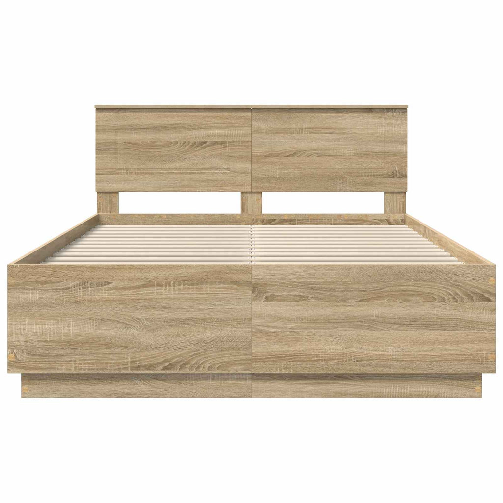 vidaXL Ramka łóżka Dąb Sonoma 150 x 200 cm Materiał drewnopochodny