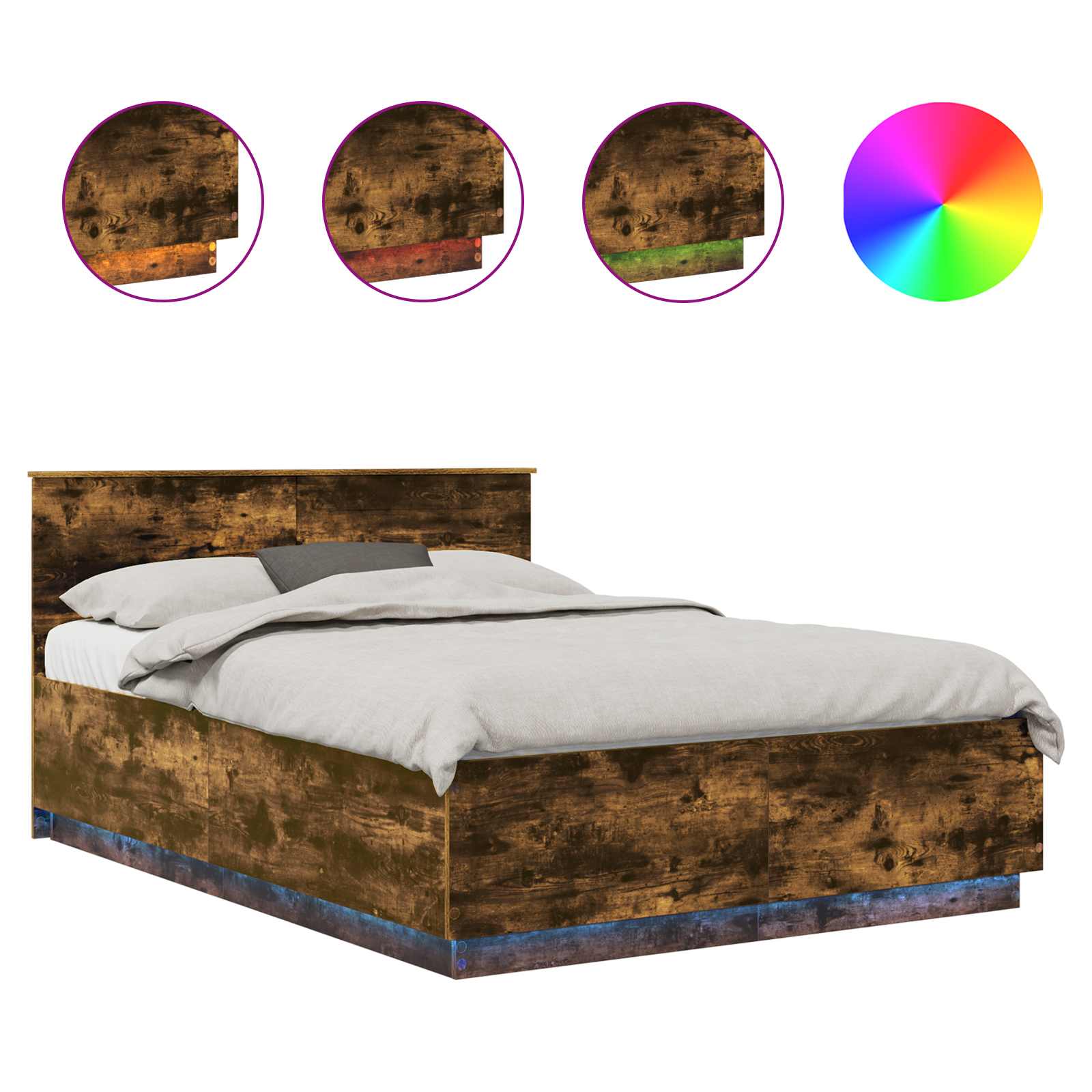 vidaXL Ramka łóżka Dąb wędzony 150 x 200 cm Materiał drewnopochodny