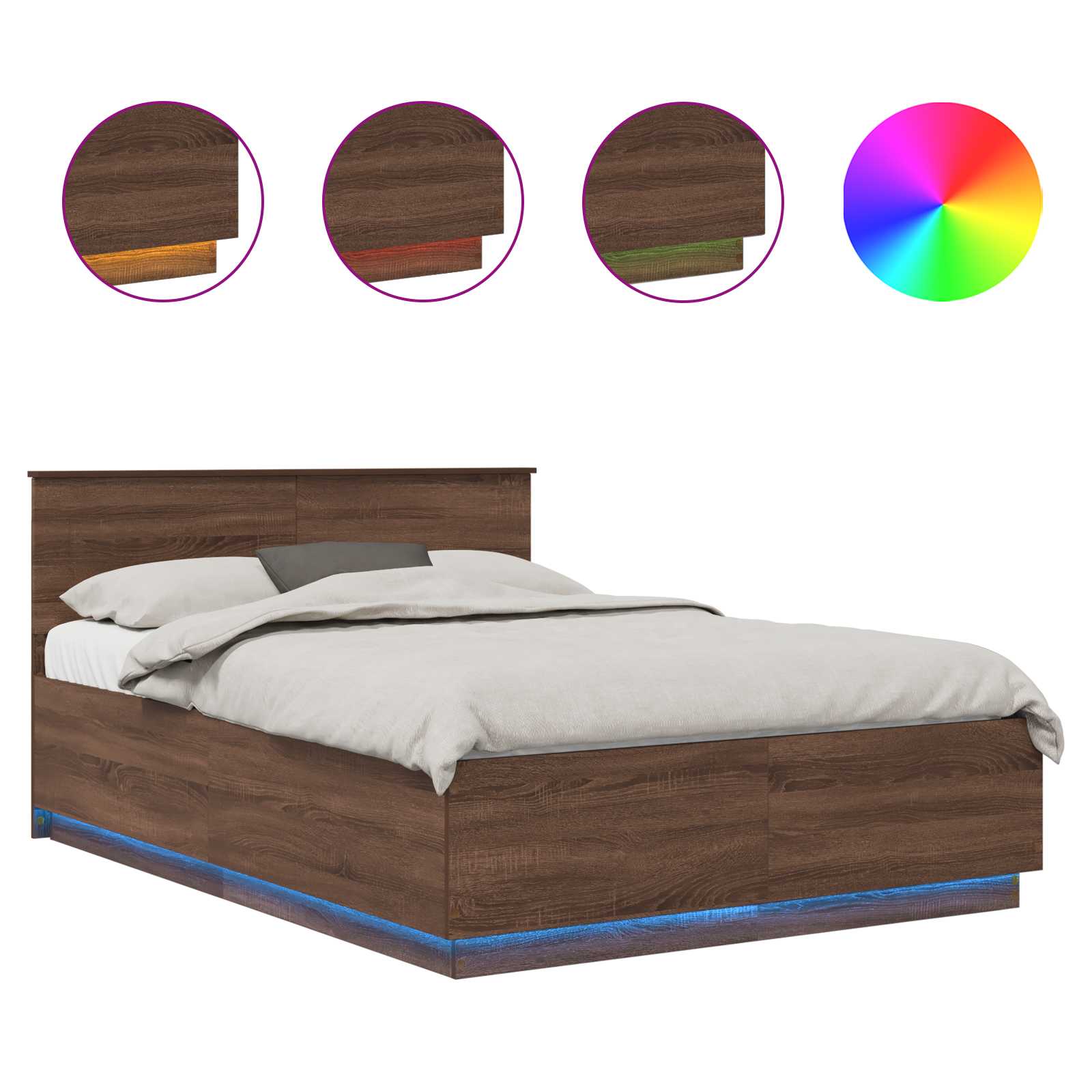 vidaXL Ramka łóżka Brązowy dąb 150 x 200 cm Materiał drewnopochodny