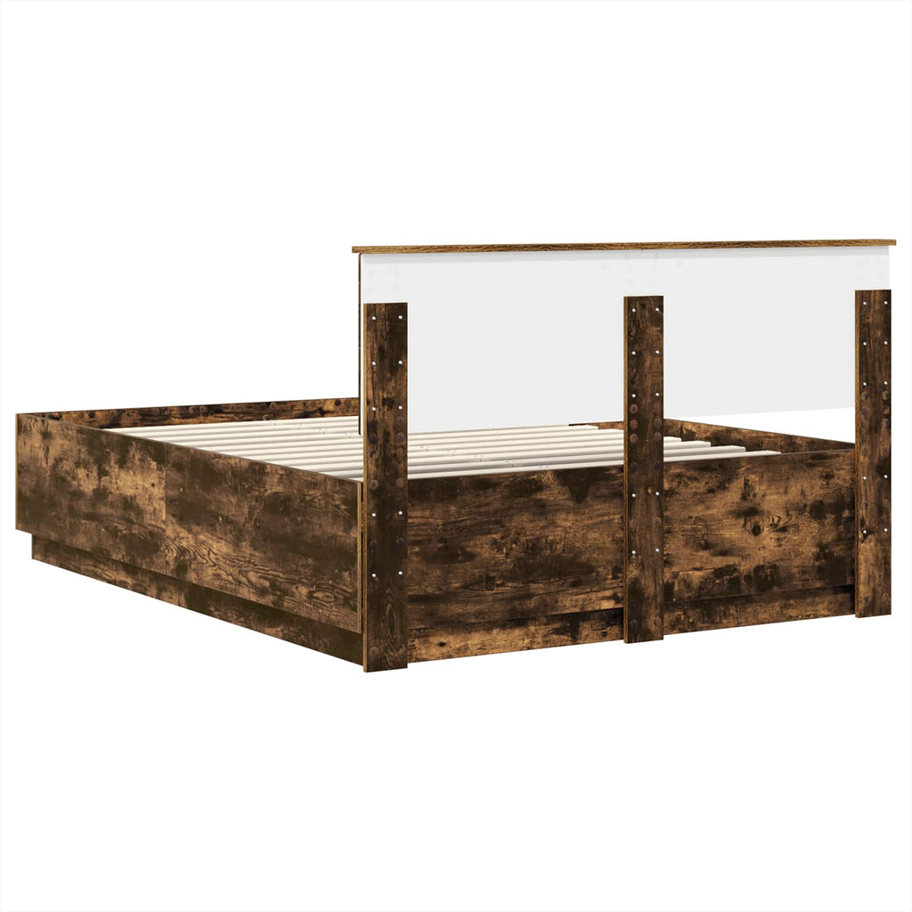 vidaXL Ramka łóżka Dąb wędzony 140 x 200 cm Materiał drewnopochodny