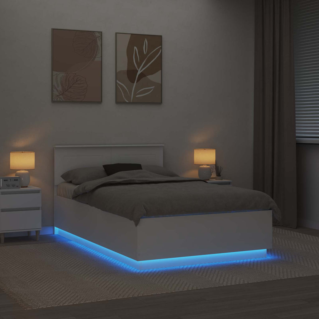 vidaXL Ramka łóżka Biały 135 x 190 cm Materiał drewnopochodny