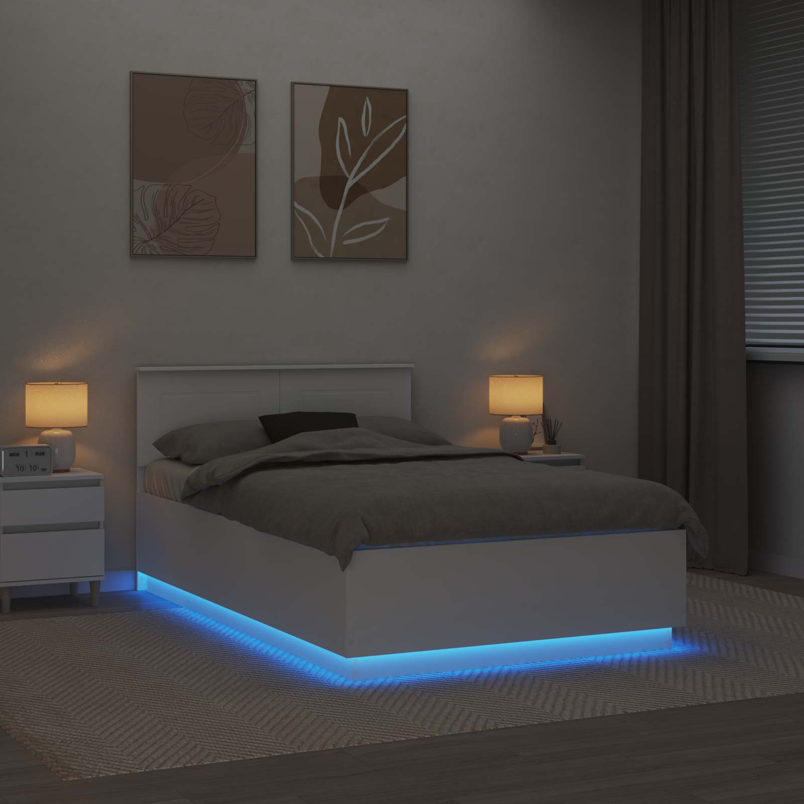 vidaXL Ramka łóżka Biały 135 x 190 cm Materiał drewnopochodny