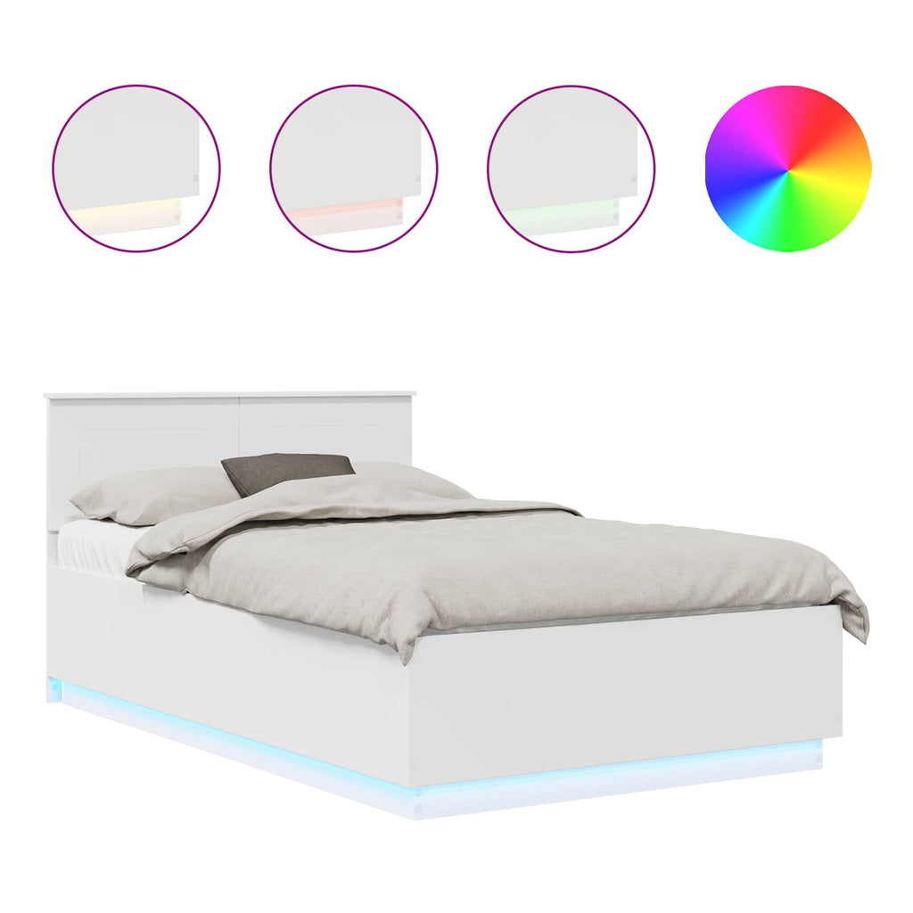 vidaXL Ramka łóżka Biały 135 x 190 cm Materiał drewnopochodny