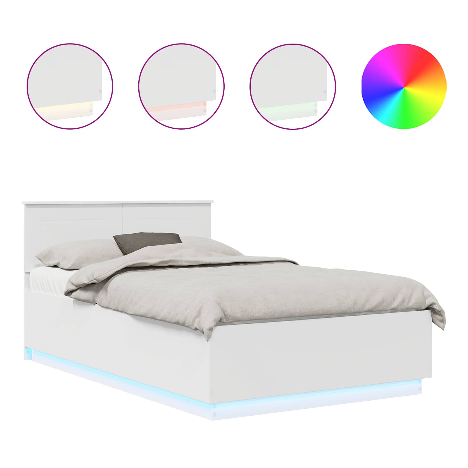 vidaXL Ramka łóżka Biały 135 x 190 cm Materiał drewnopochodny