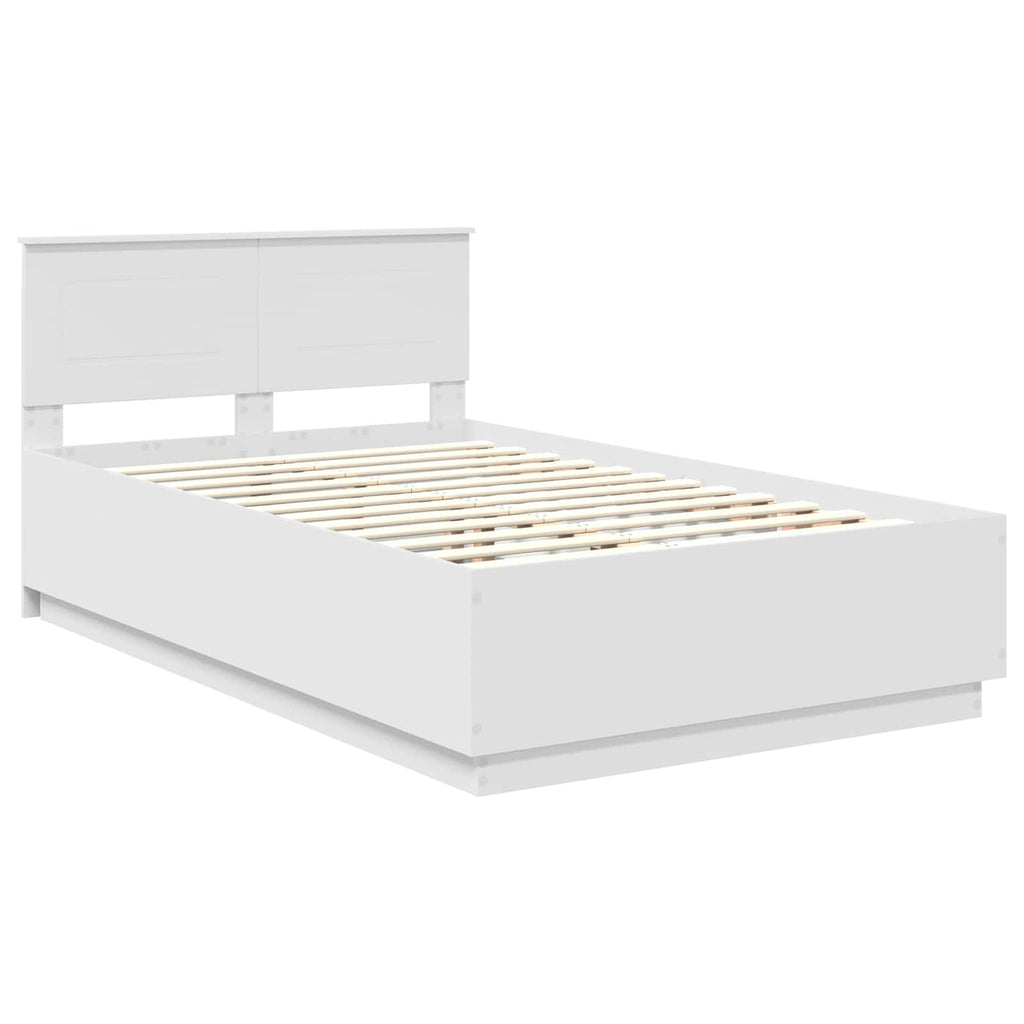 vidaXL Ramka łóżka Biały 135 x 190 cm Materiał drewnopochodny