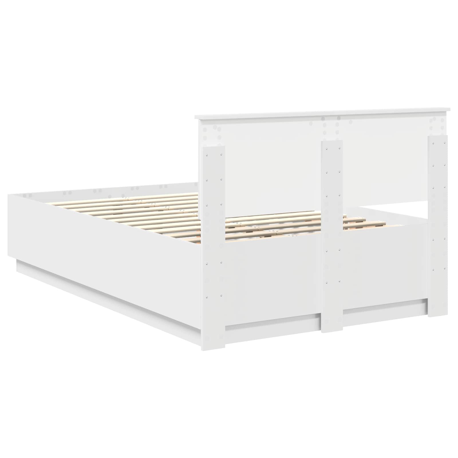 vidaXL Ramka łóżka Biały 135 x 190 cm Materiał drewnopochodny