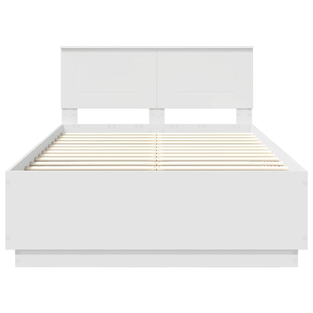 vidaXL Ramka łóżka Biały 135 x 190 cm Materiał drewnopochodny