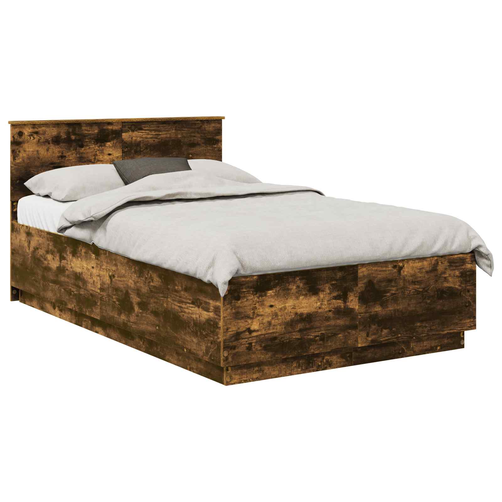 vidaXL Ramka łóżka Dąb wędzony 135 x 190 cm Materiał drewnopochodny