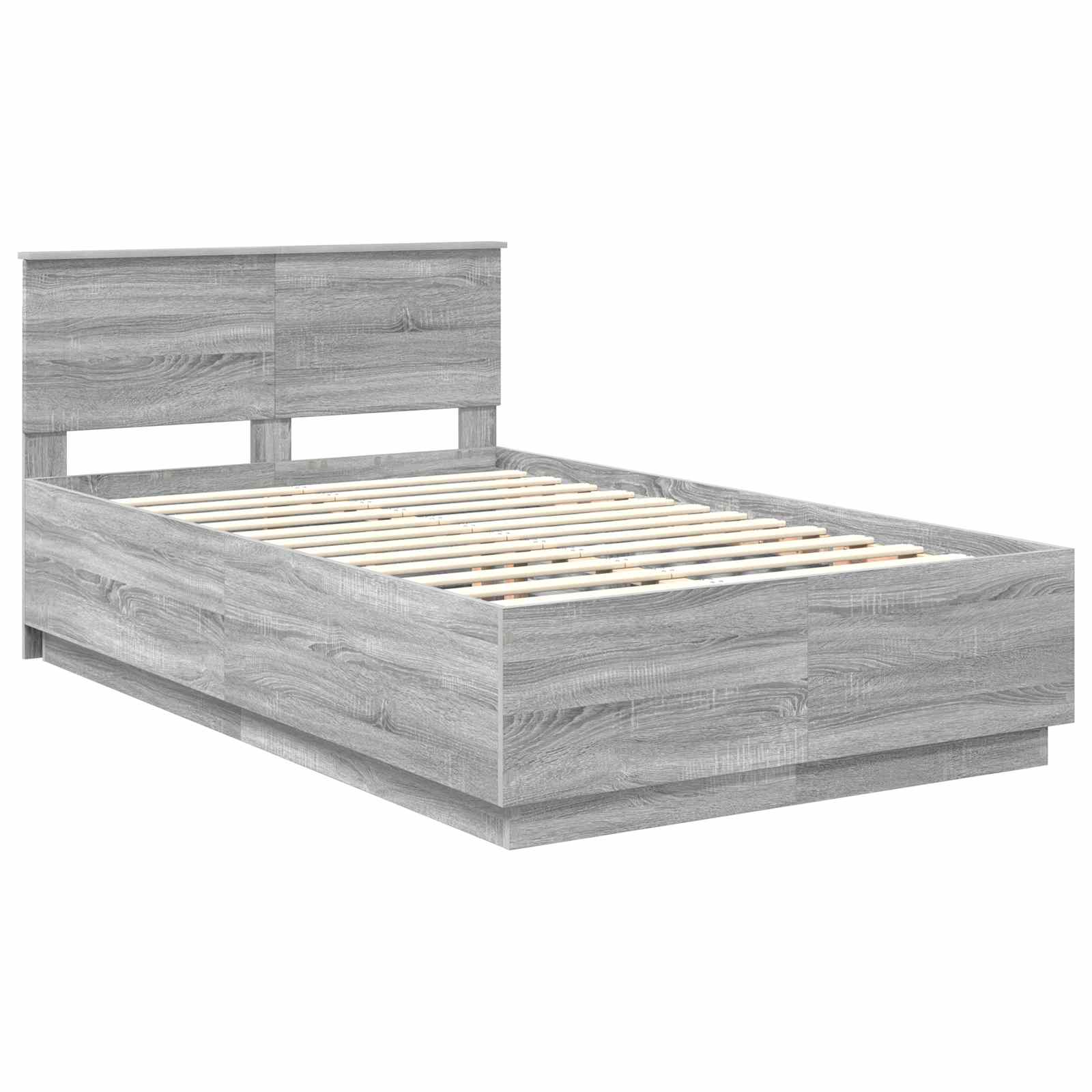 vidaXL Ramka łóżka Szary Sonoma 135 x 190 cm Materiał drewnopochodny