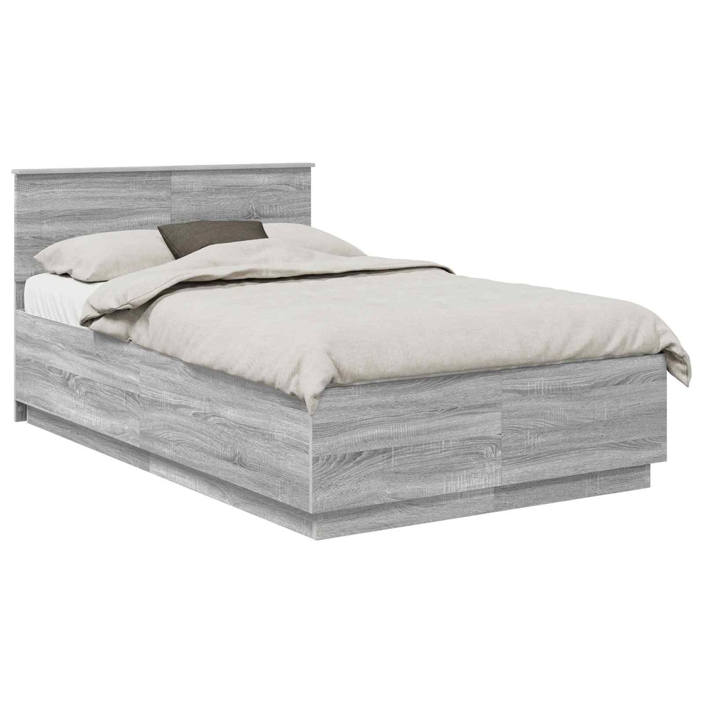 vidaXL Ramka łóżka Szary Sonoma 135 x 190 cm Materiał drewnopochodny