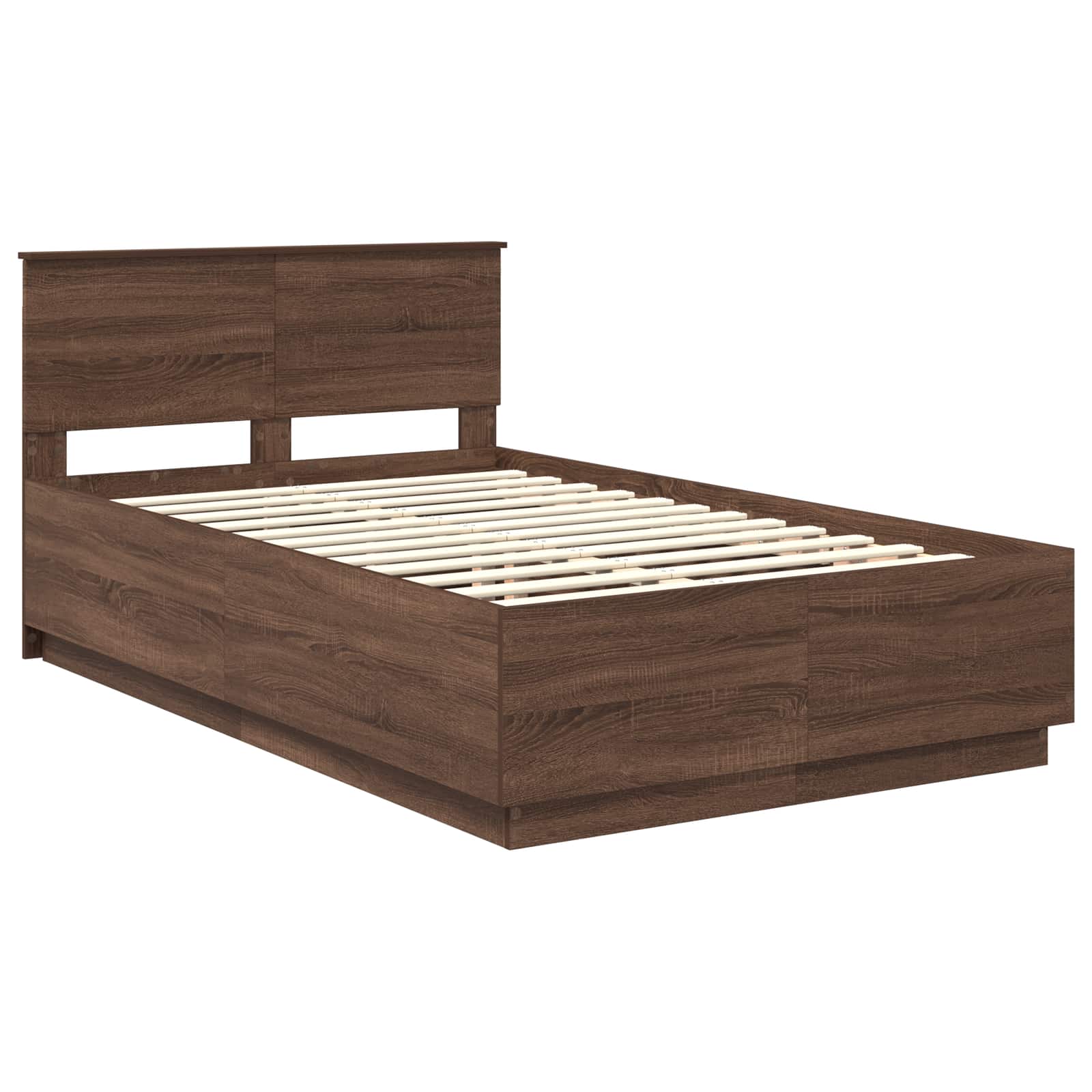 vidaXL Ramka łóżka Brązowy dąb 135 x 190 cm Materiał drewnopochodny