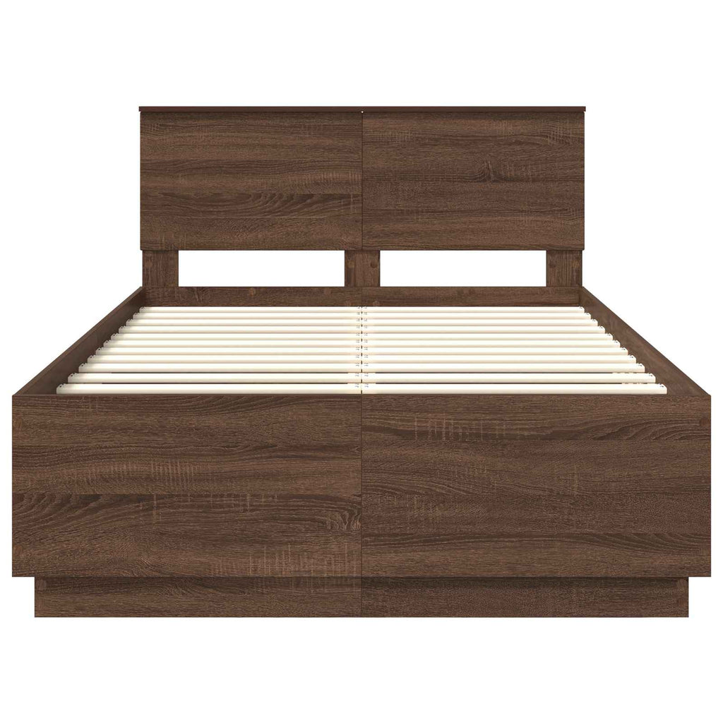 vidaXL Ramka łóżka Brązowy dąb 135 x 190 cm Materiał drewnopochodny