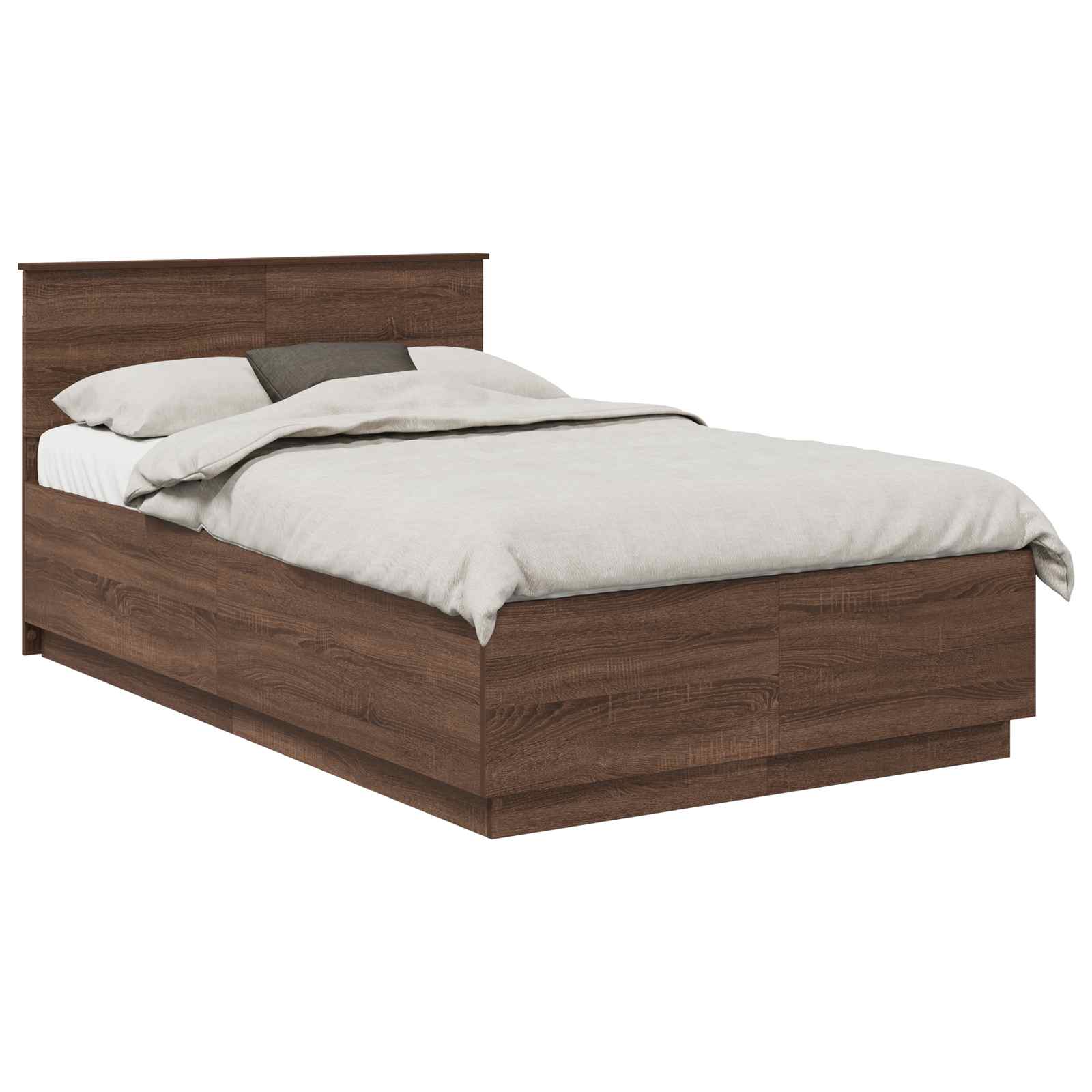 vidaXL Ramka łóżka Brązowy dąb 135 x 190 cm Materiał drewnopochodny