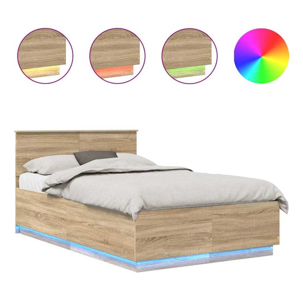 vidaXL Ramka łóżka Dąb Sonoma 120 x 190 cm Materiał drewnopochodny