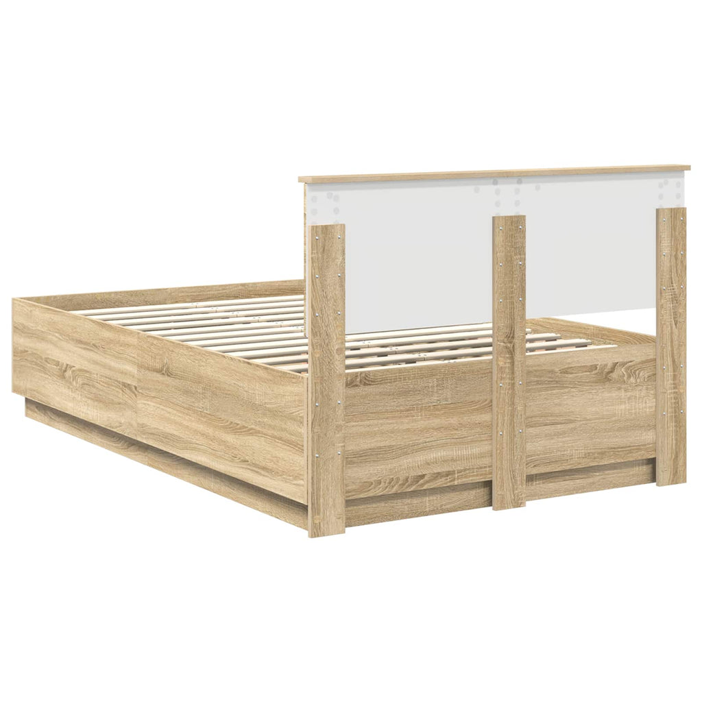 vidaXL Ramka łóżka Dąb Sonoma 120 x 190 cm Materiał drewnopochodny