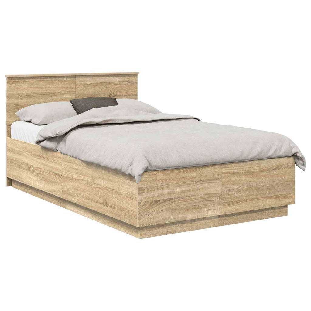 vidaXL Ramka łóżka Dąb Sonoma 120 x 190 cm Materiał drewnopochodny