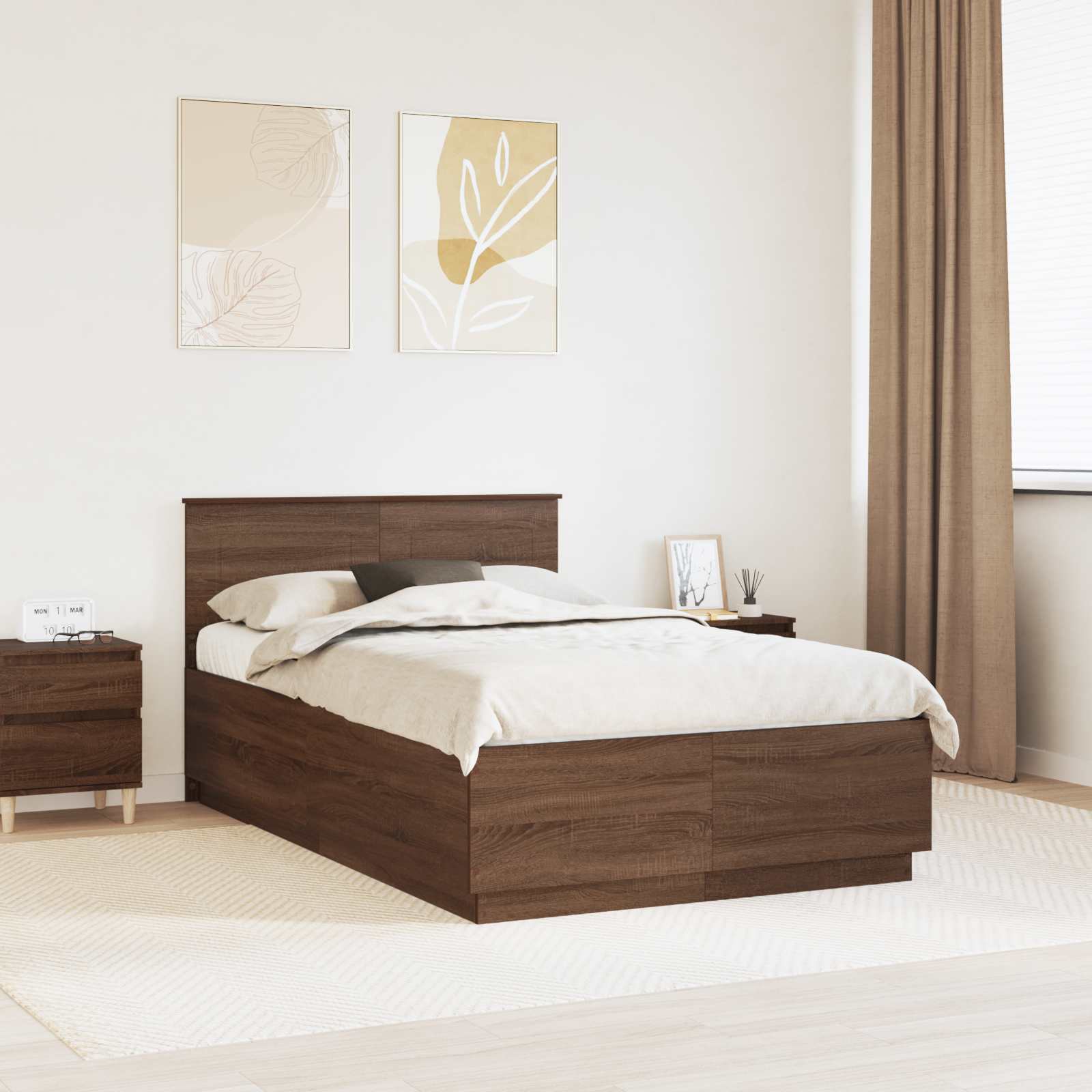 vidaXL Ramka łóżka Brązowy dąb 120 x 190 cm Materiał drewnopochodny