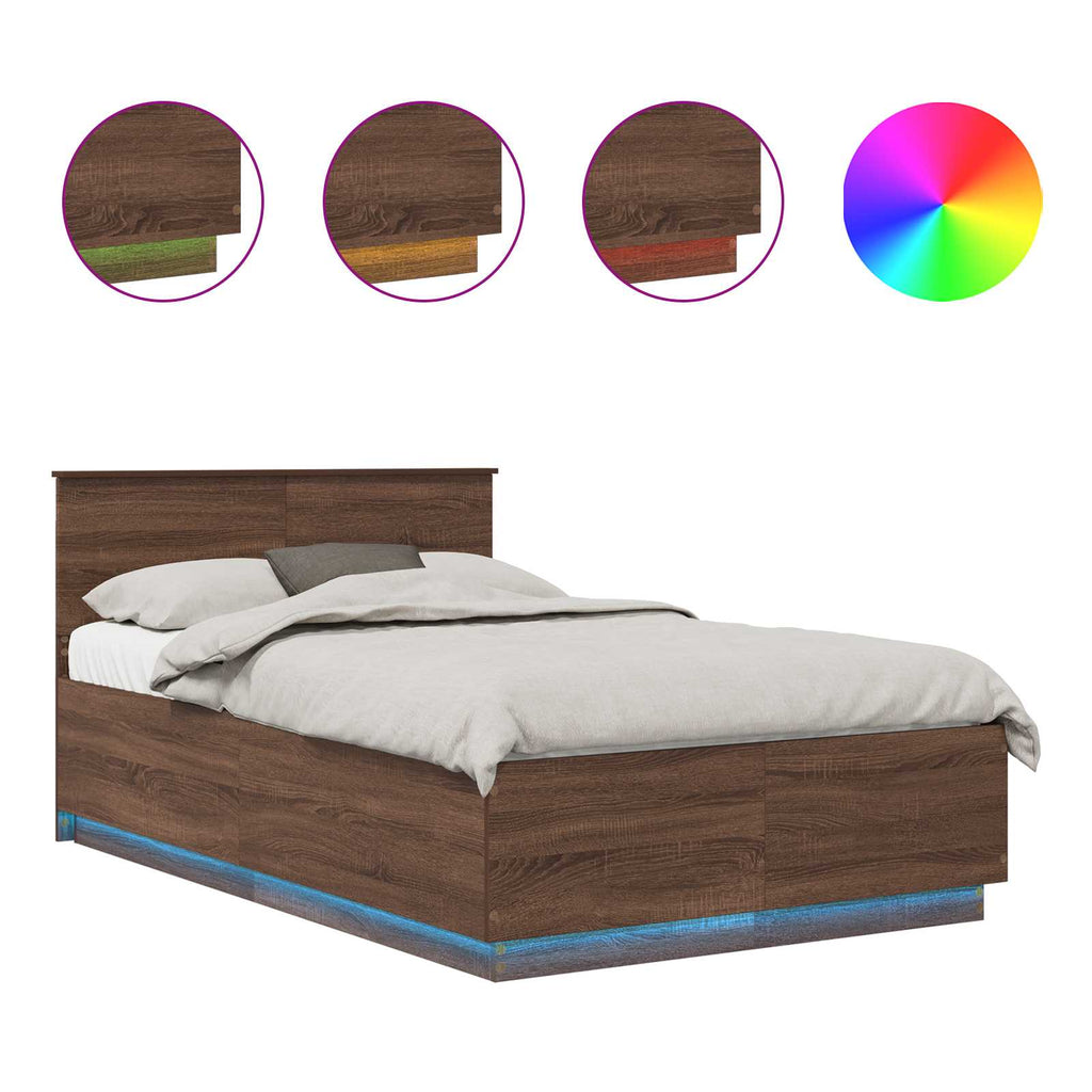 vidaXL Ramka łóżka Brązowy dąb 120 x 190 cm Materiał drewnopochodny