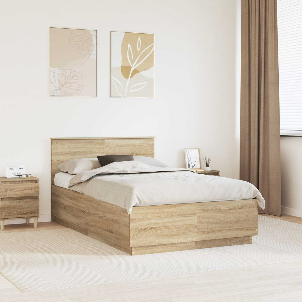 vidaXL Ramka łóżka Dąb Sonoma 120 x 200 cm Materiał drewnopochodny