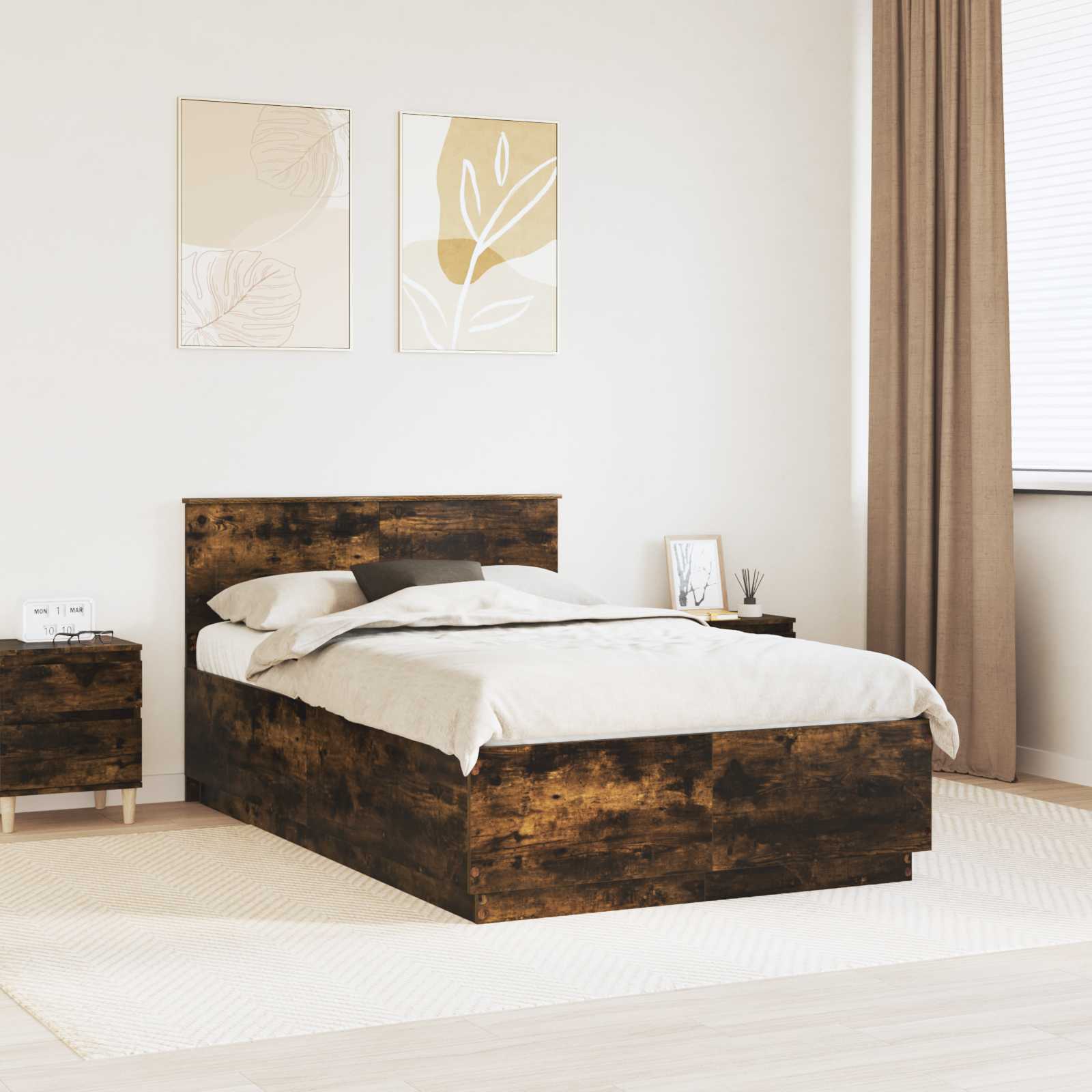 vidaXL Ramka łóżka Dąb wędzony 120 x 200 cm Materiał drewnopochodny