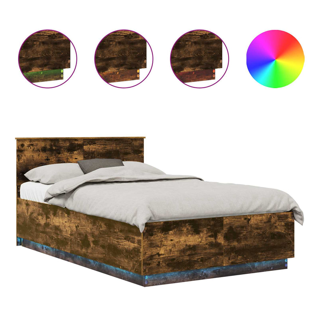 vidaXL Ramka łóżka Dąb wędzony 120 x 200 cm Materiał drewnopochodny