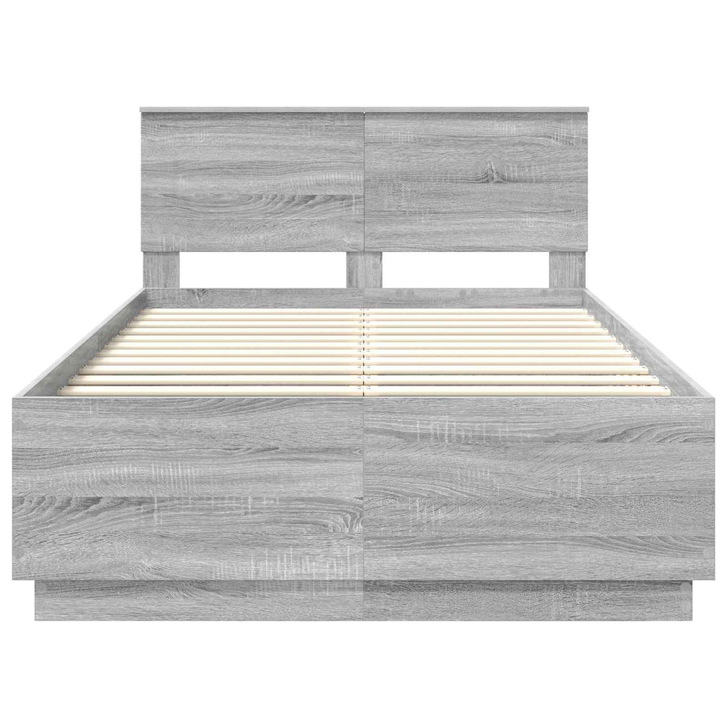 vidaXL Ramka łóżka Szary Sonoma 120 x 200 cm Materiał drewnopochodny