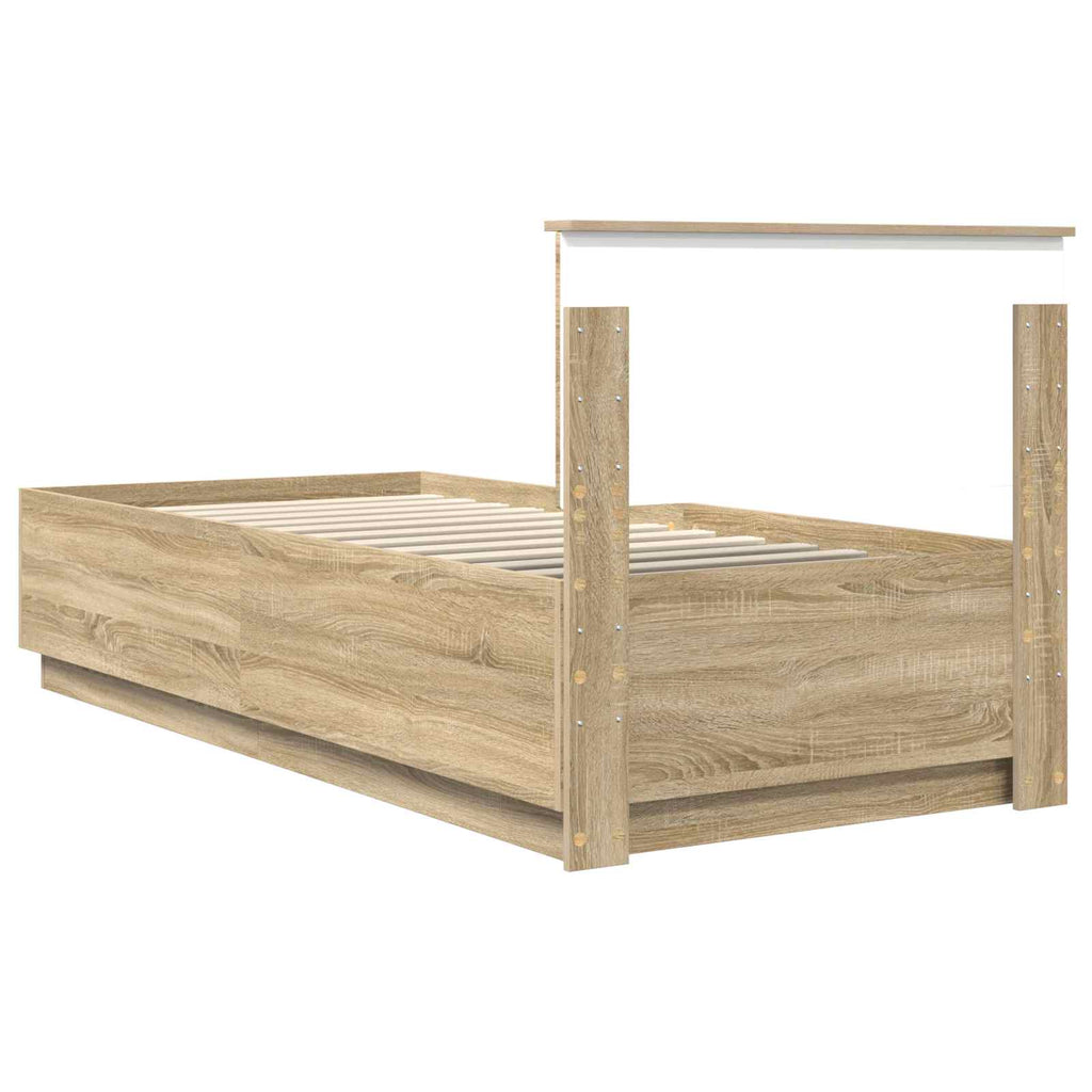 vidaXL Ramka łóżka Dąb Sonoma 100 x 200 cm Materiał drewnopochodny
