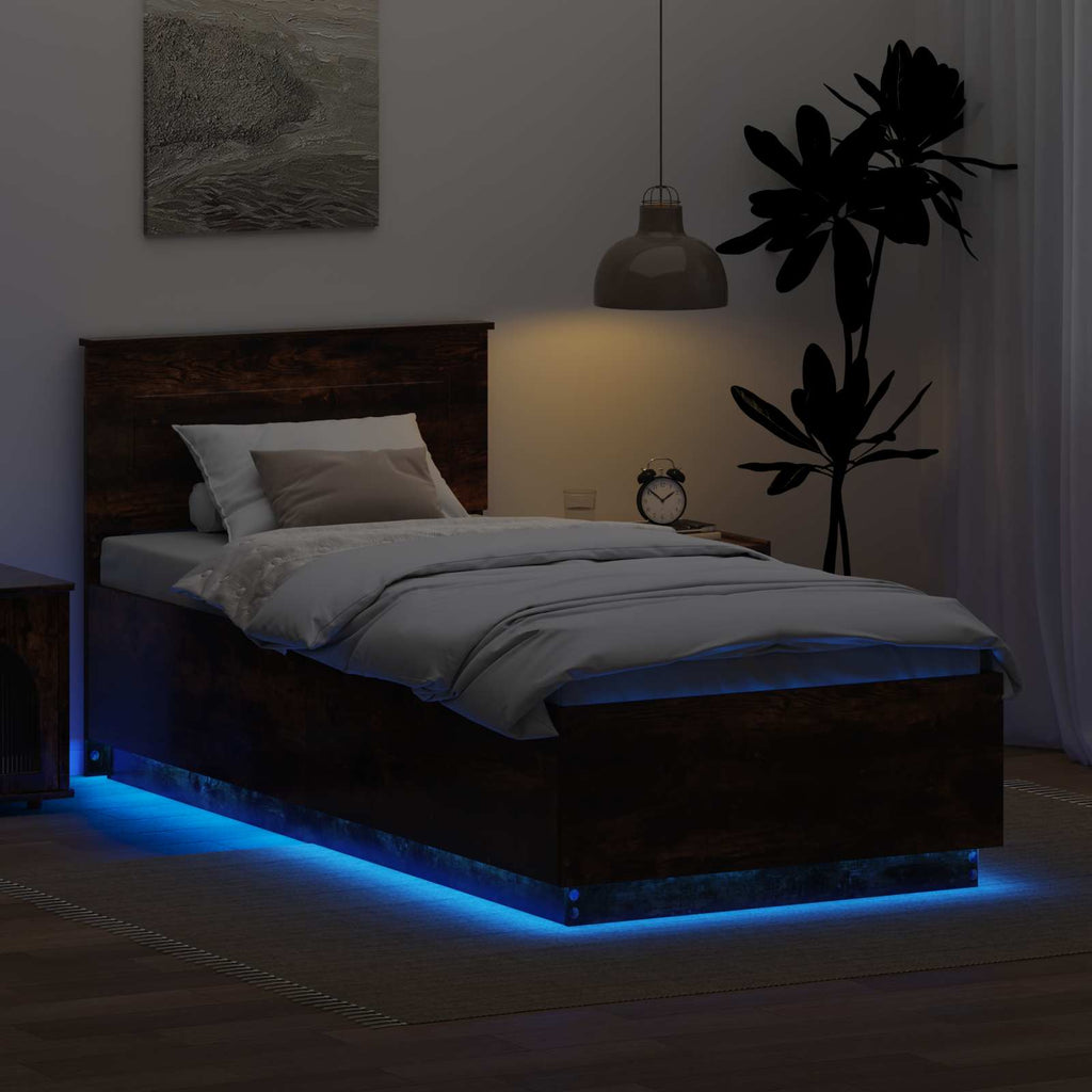 vidaXL Ramka łóżka Dąb wędzony 100 x 200 cm Materiał drewnopochodny
