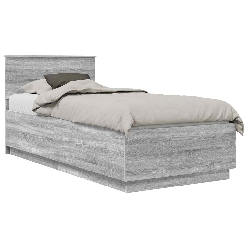 vidaXL Ramka łóżka Szary Sonoma 100 x 200 cm Materiał drewnopochodny