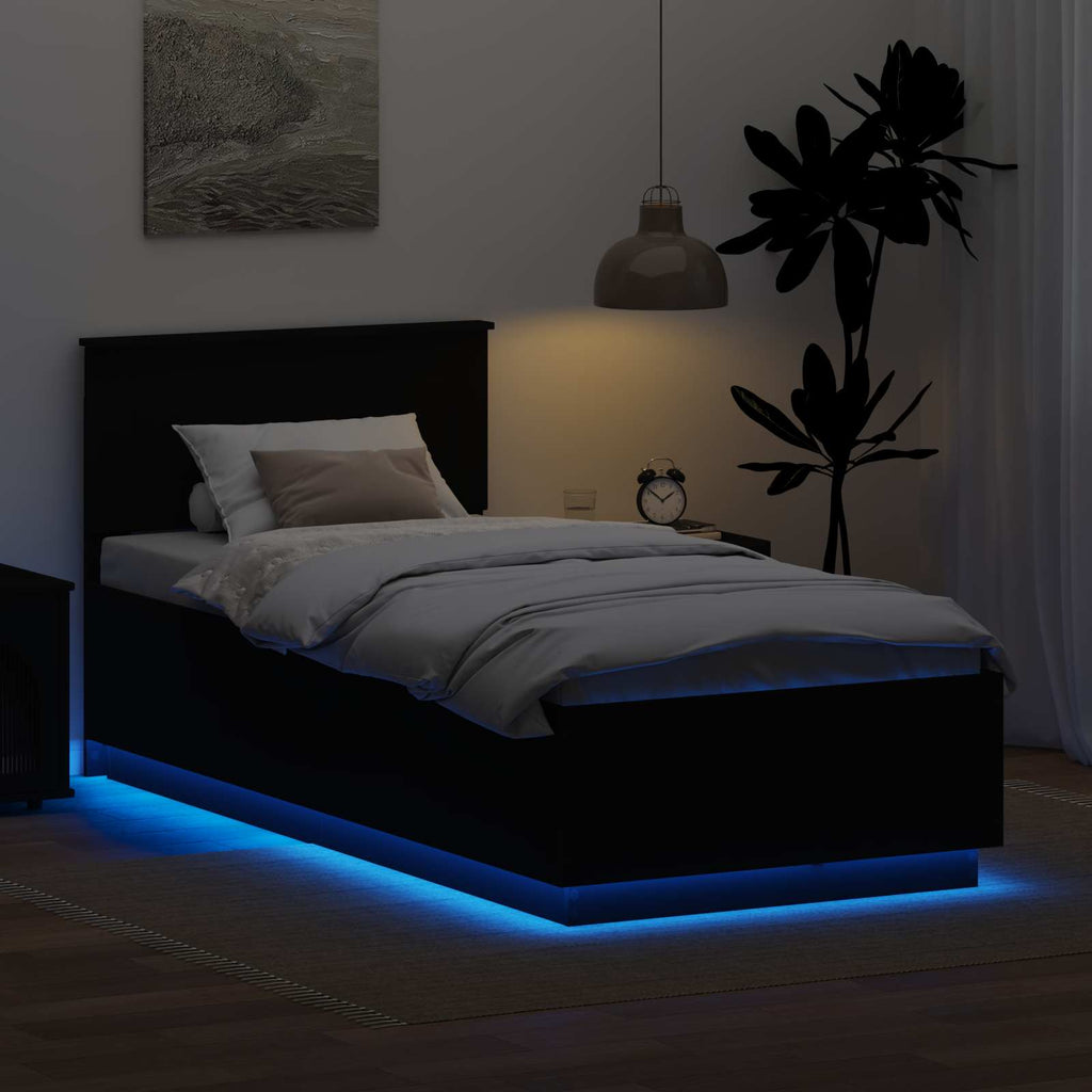 vidaXL Ramka łóżka Czarny 90 x 190 cm Materiał drewnopochodny