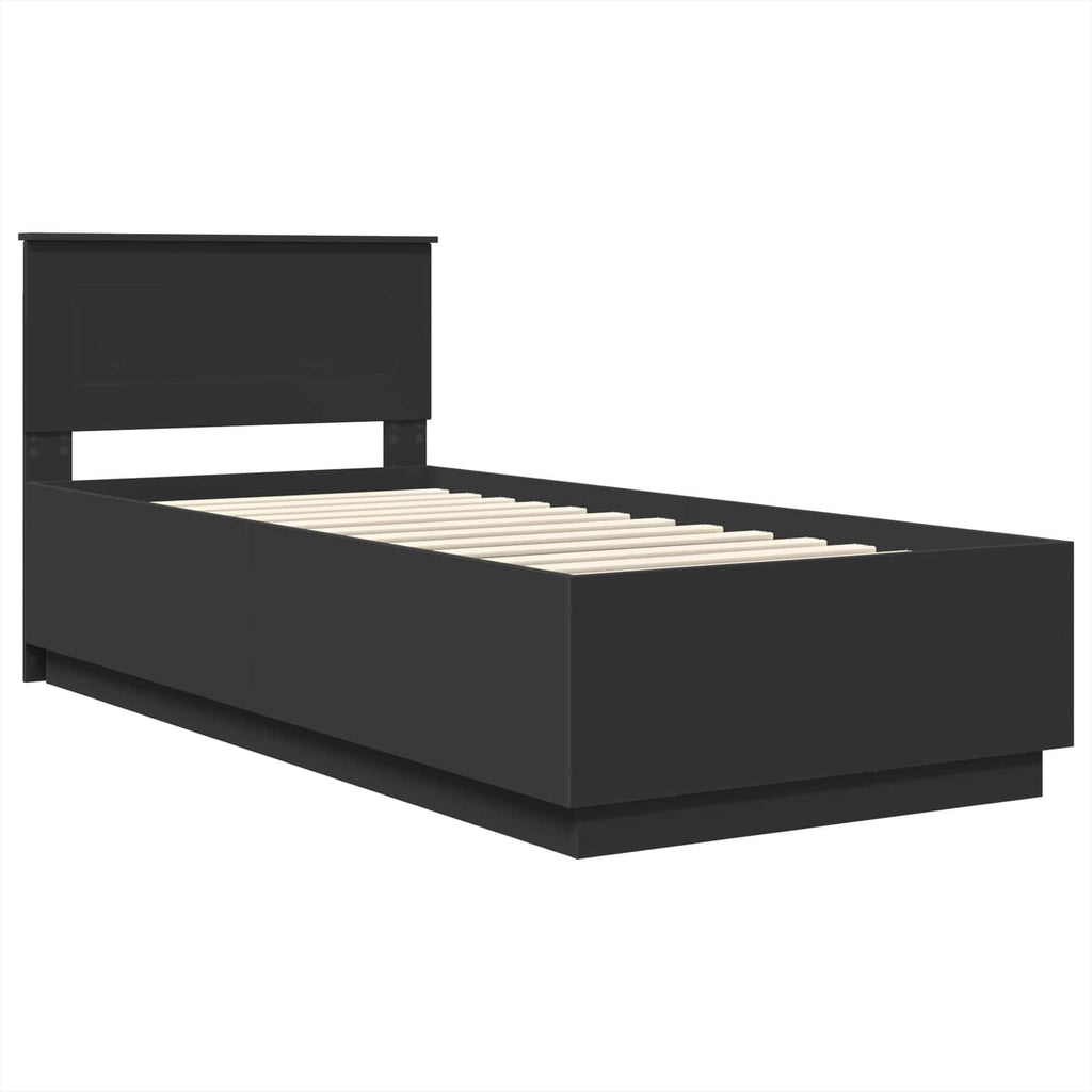 vidaXL Ramka łóżka Czarny 90 x 190 cm Materiał drewnopochodny