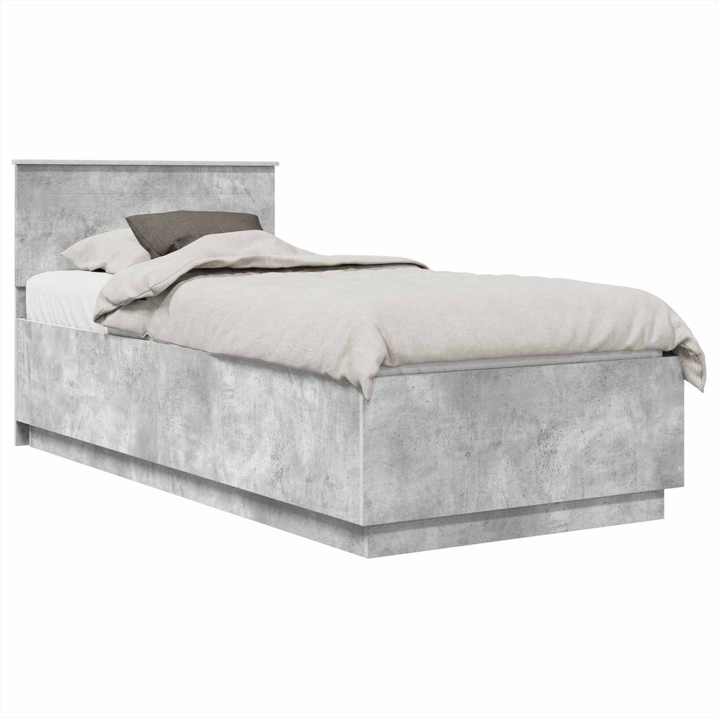 vidaXL Ramka łóżka Betonowy szary 90 x 190 cm Materiał drewnopochodny